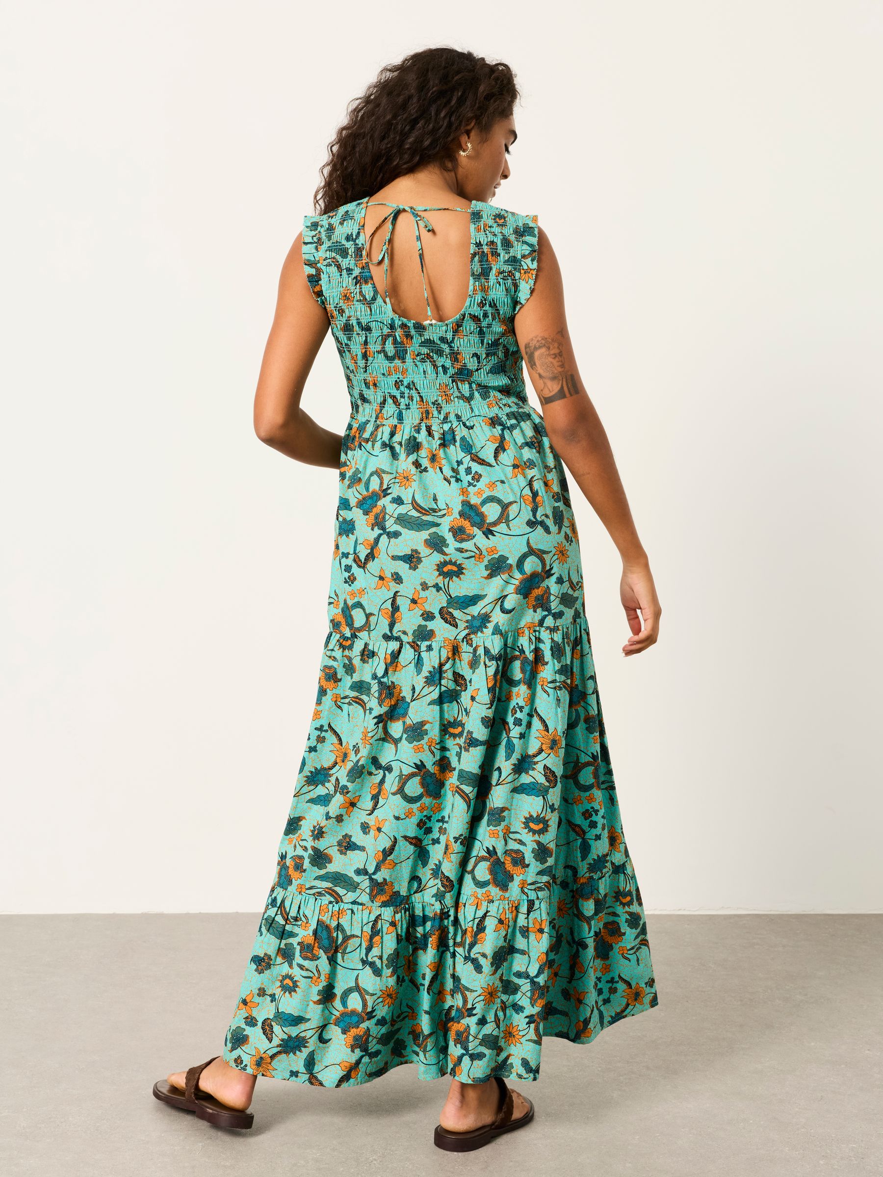 Fat Face - Teal Blue Batik - Anais Teal Blue Batik Regular Maxi Dress