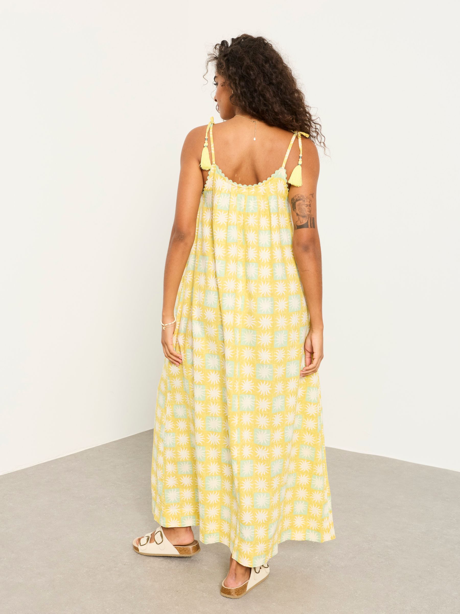 Bea Yellow Sun Tile Regular Maxi Dress - Image 2 of 6