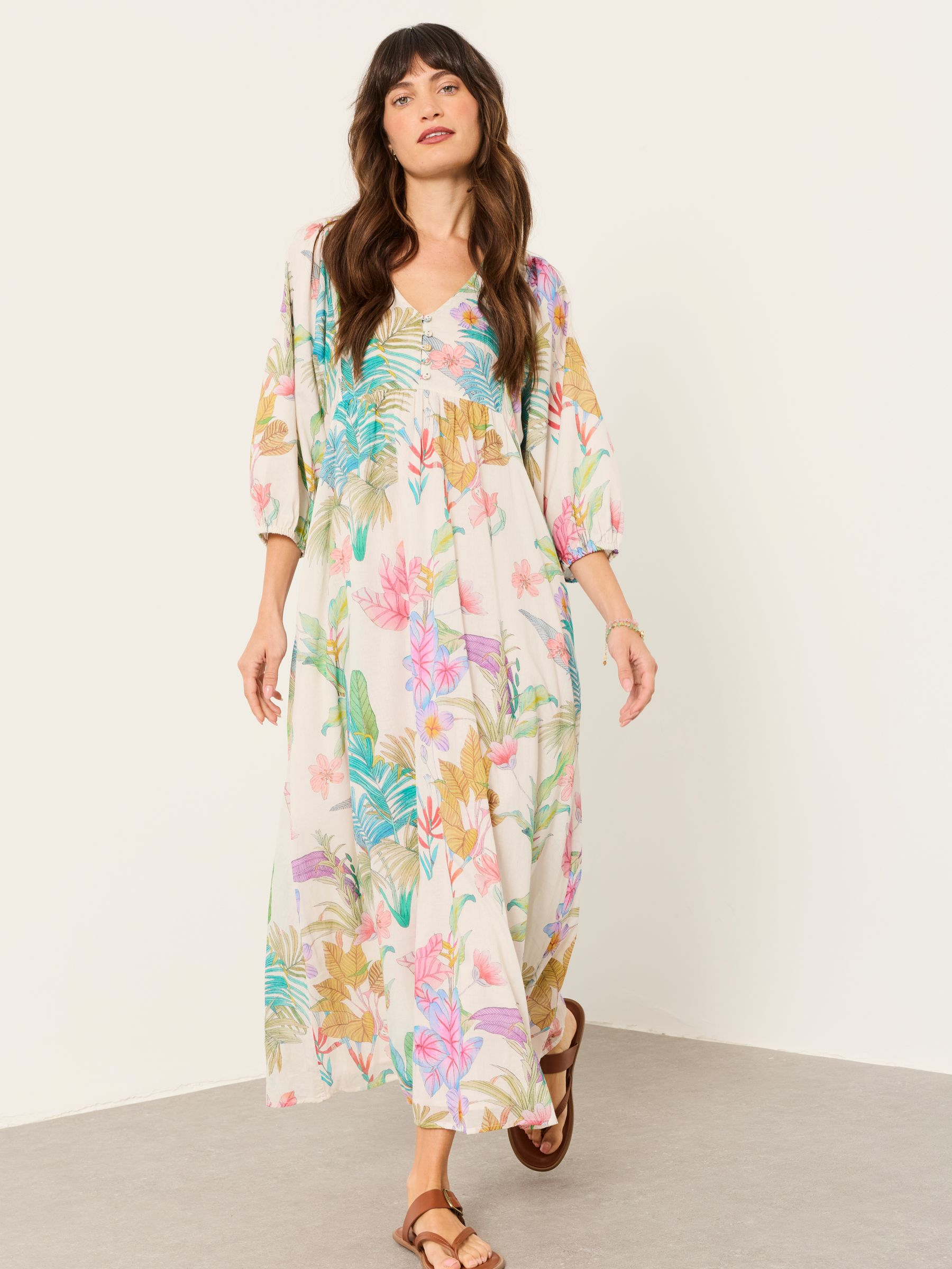 Lilibet Ivory Tropical Regular Midi Dress - Image 2 of 7