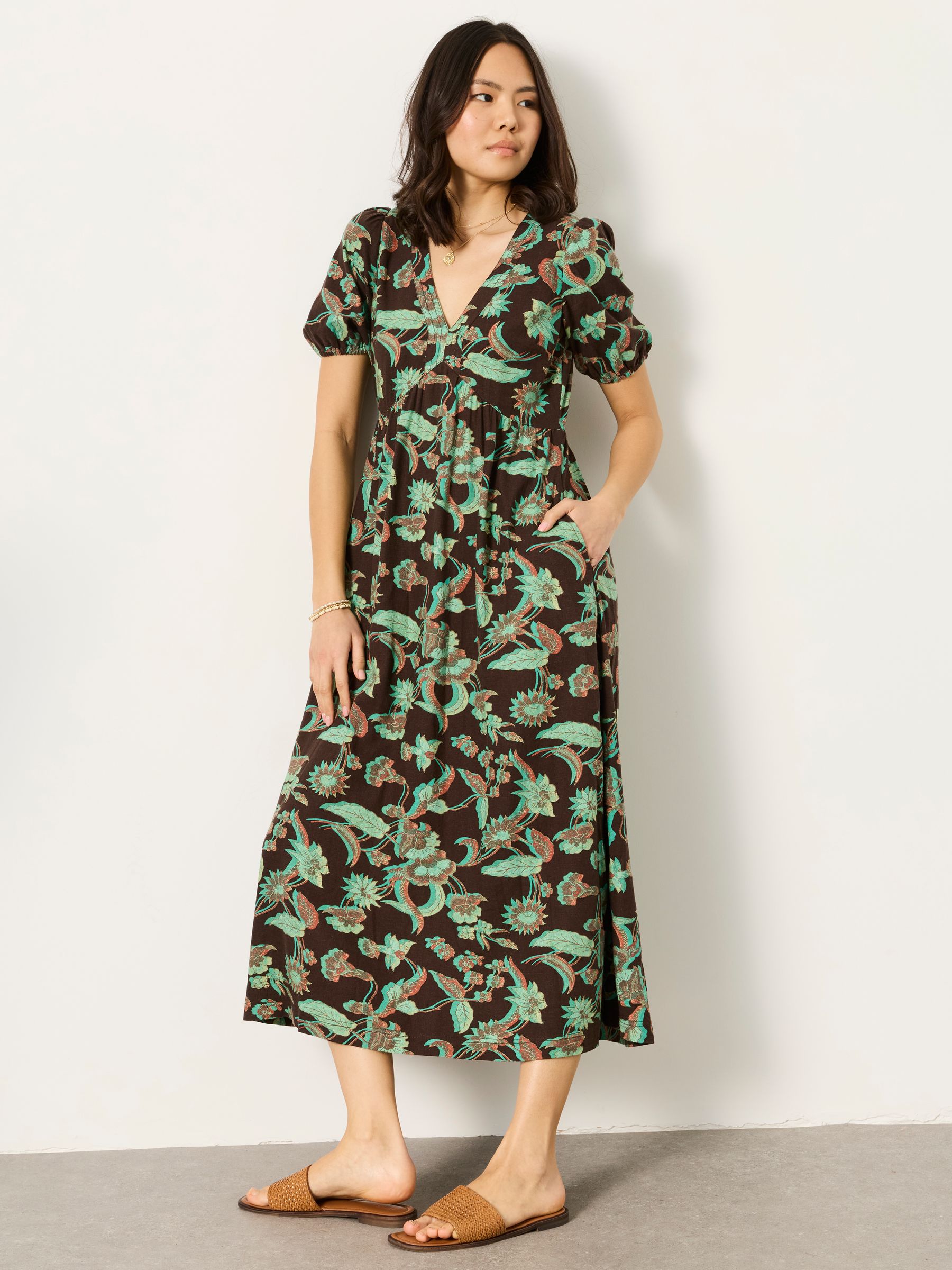 Remi Chocolate Brown Batik Regular Midi Dress - Image 2 of 6 Remi Chocolate Brown Batik Regular Midi Dress - Image 2 of 6