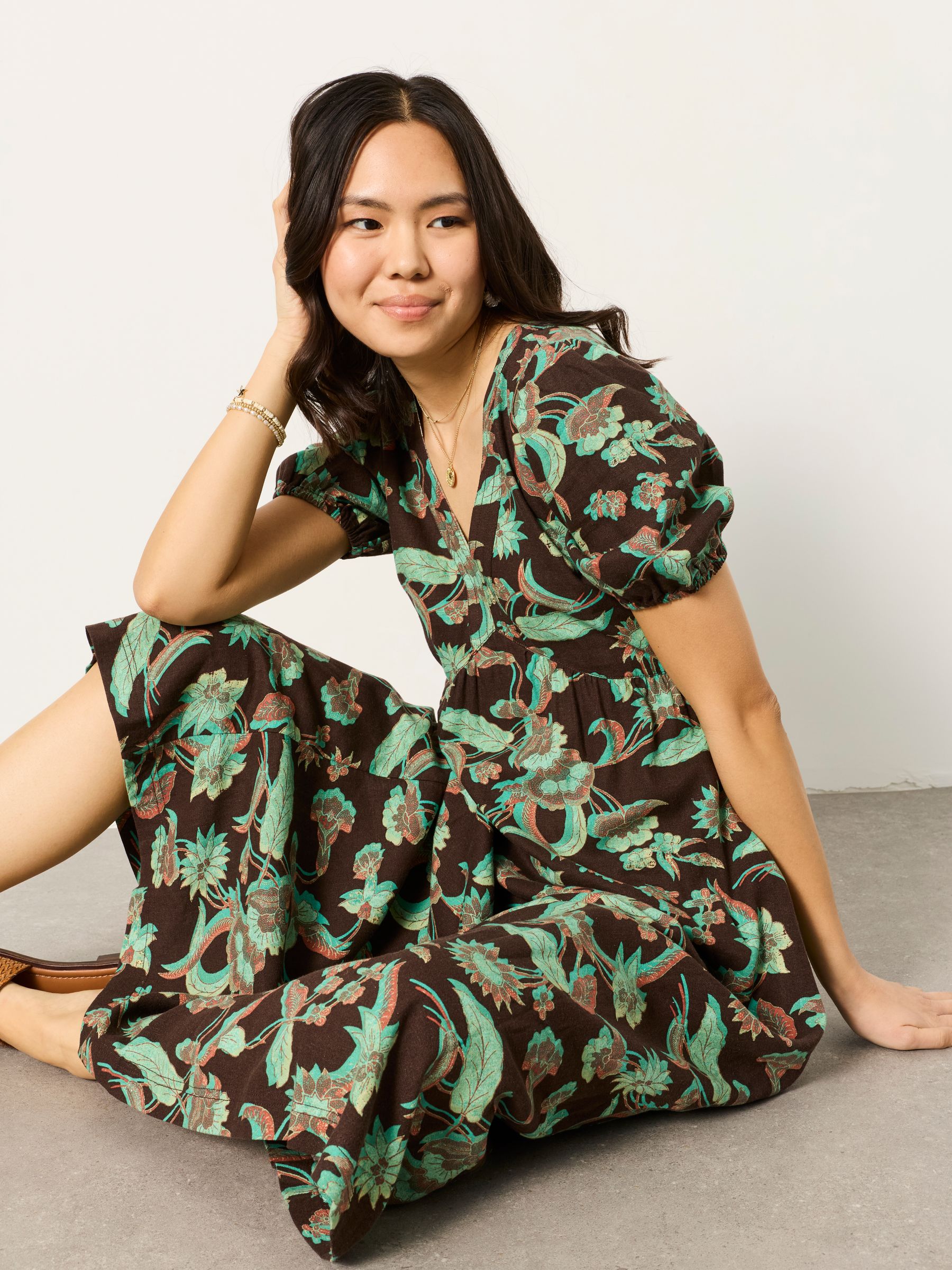 Remi Chocolate Brown Batik Regular Midi Dress - Image 6 of 6 Remi Chocolate Brown Batik Regular Midi Dress - Image 6 of 6