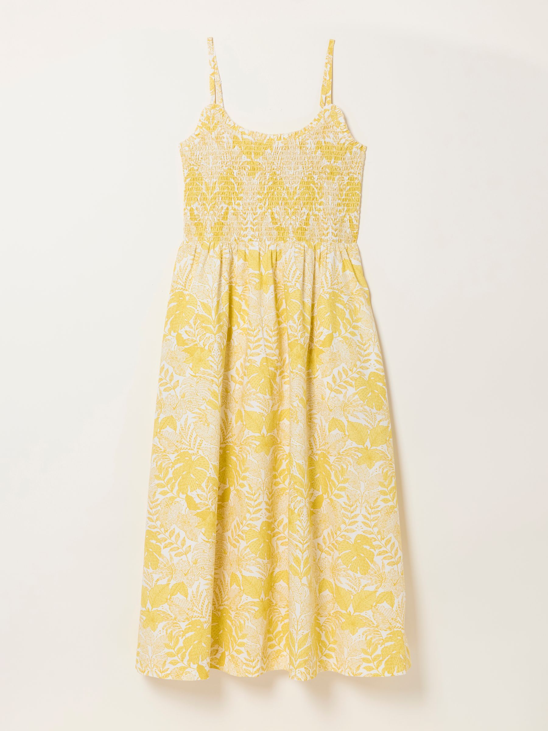 Emmy Yellow Stitch Leaves Regular Midi Dresses - Image 6 of 6