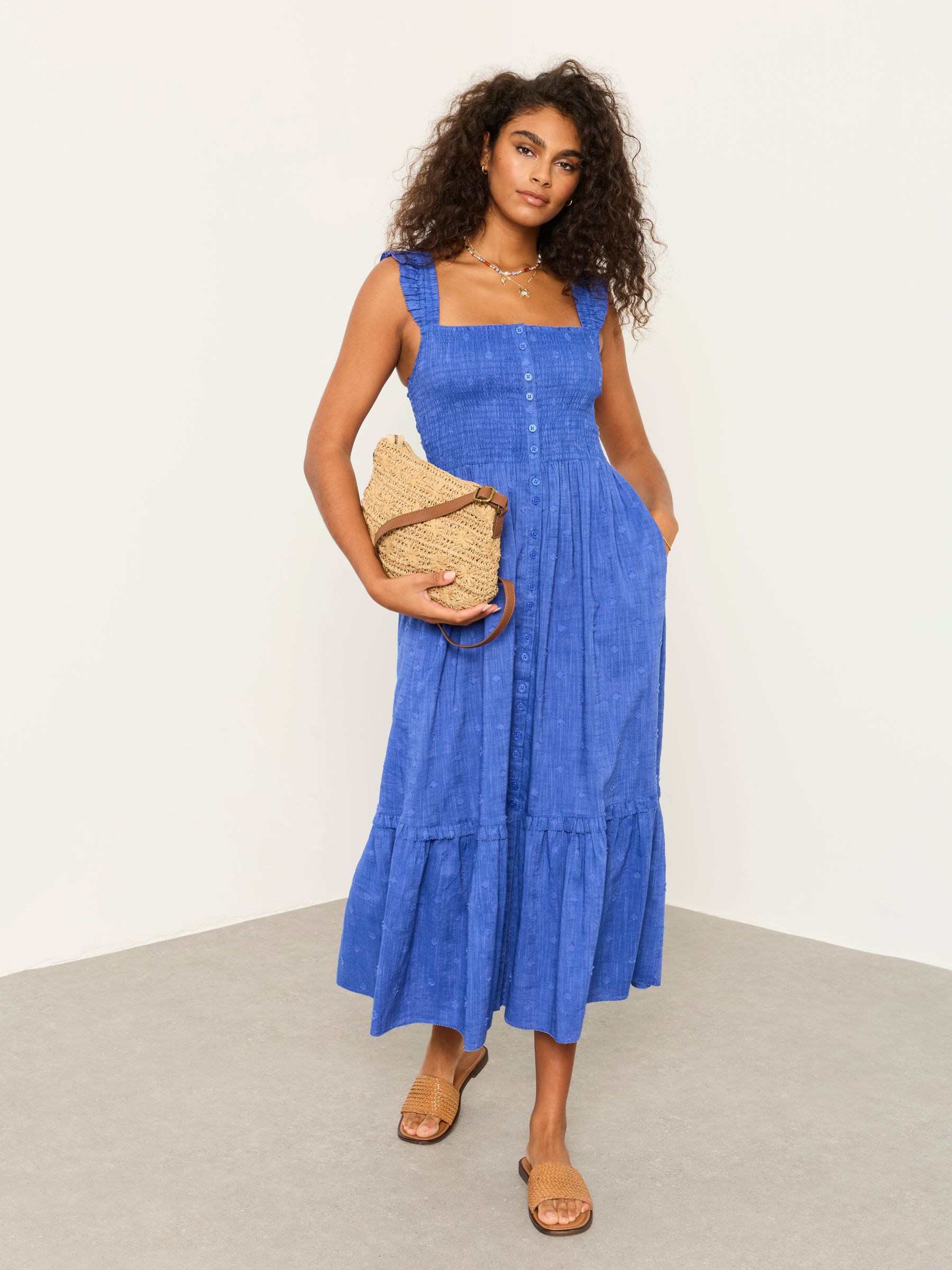 Eva Cobalt Blue Regular Midi Dress - Image 2 of 7