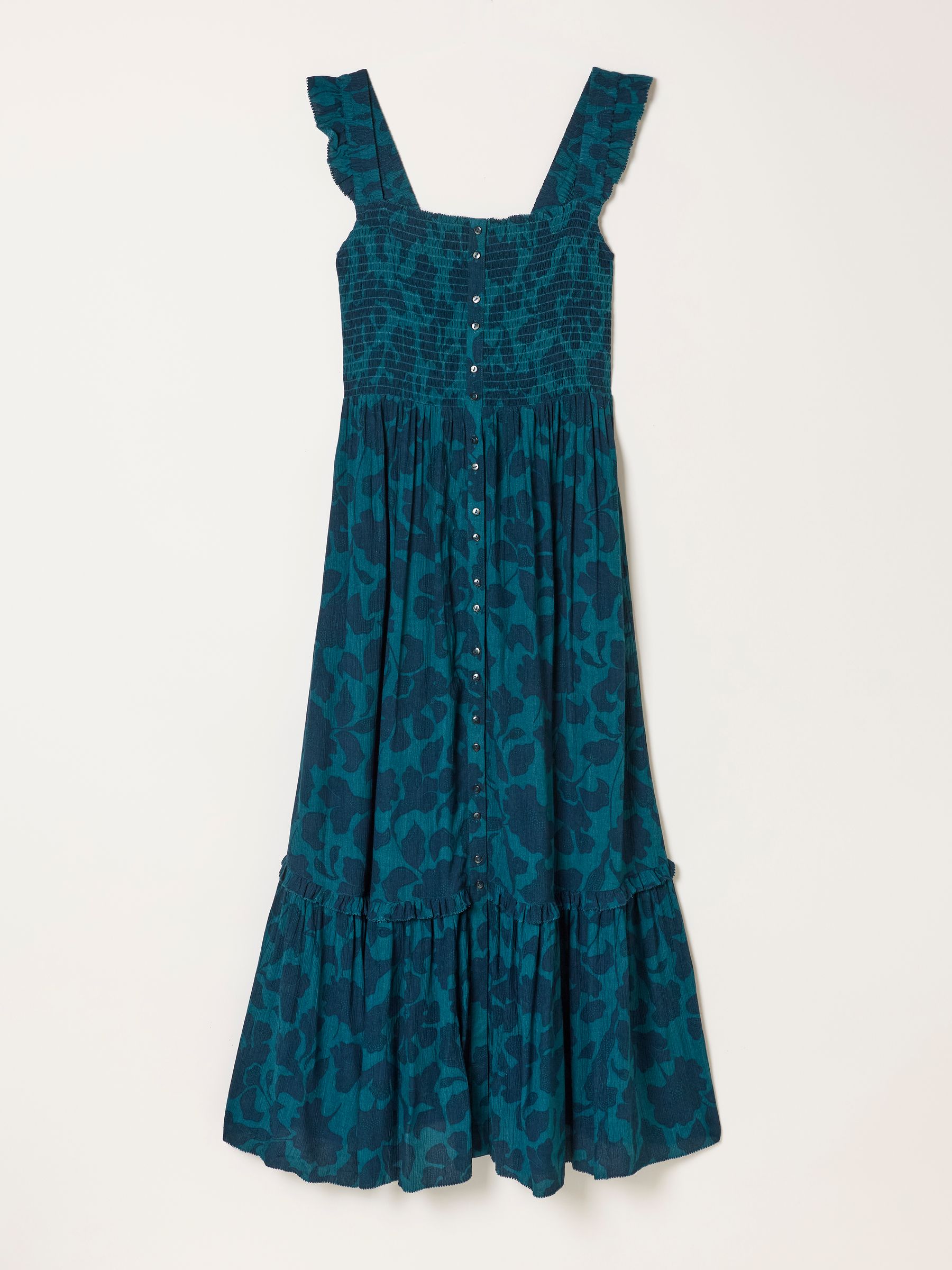 Eva Dark Teal Batik Mono Regular Midi Dress - Image 6 of 6