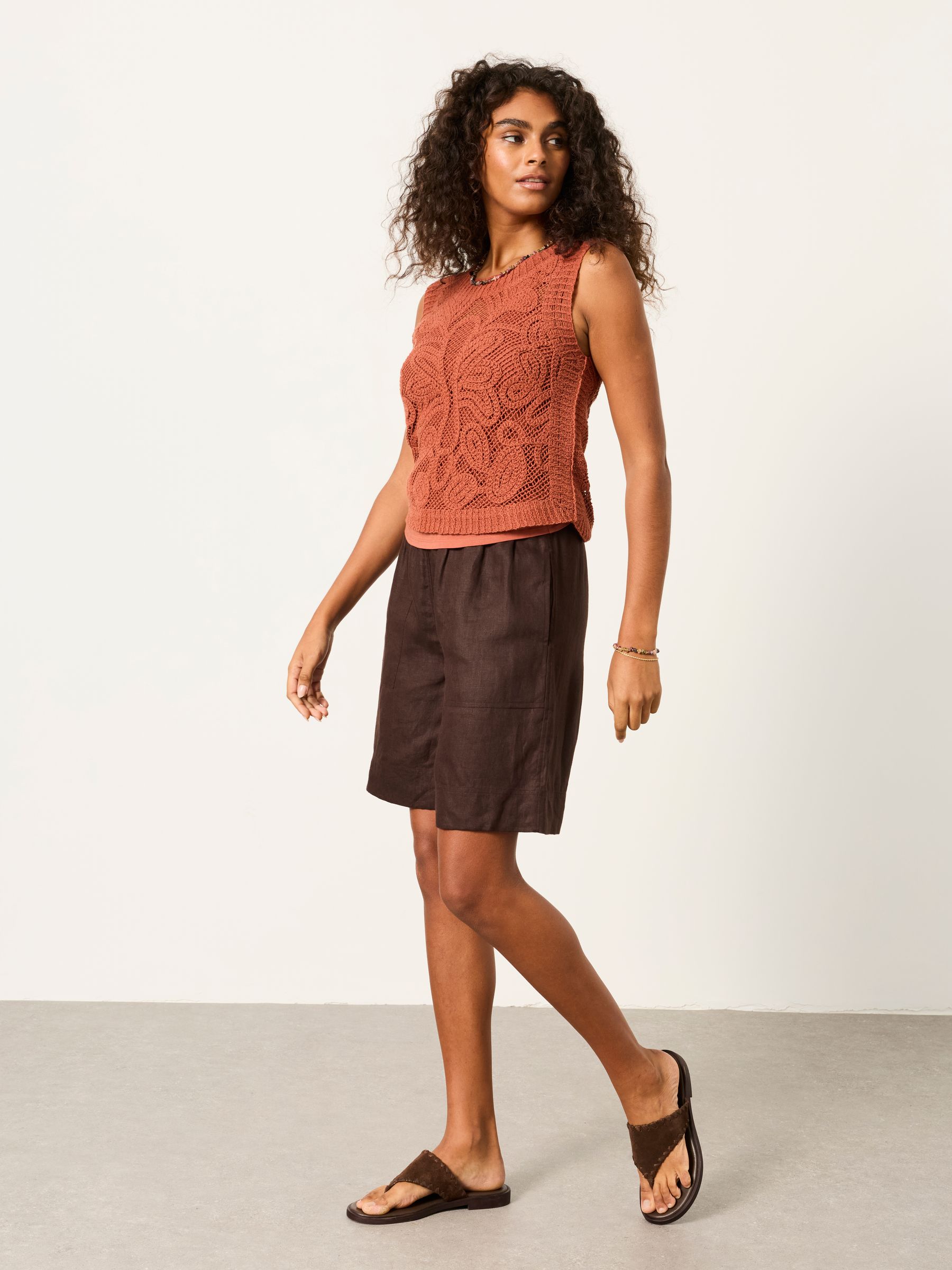 Rust Brown Palm Pattern 2-in-1 Tank | FatFace USA