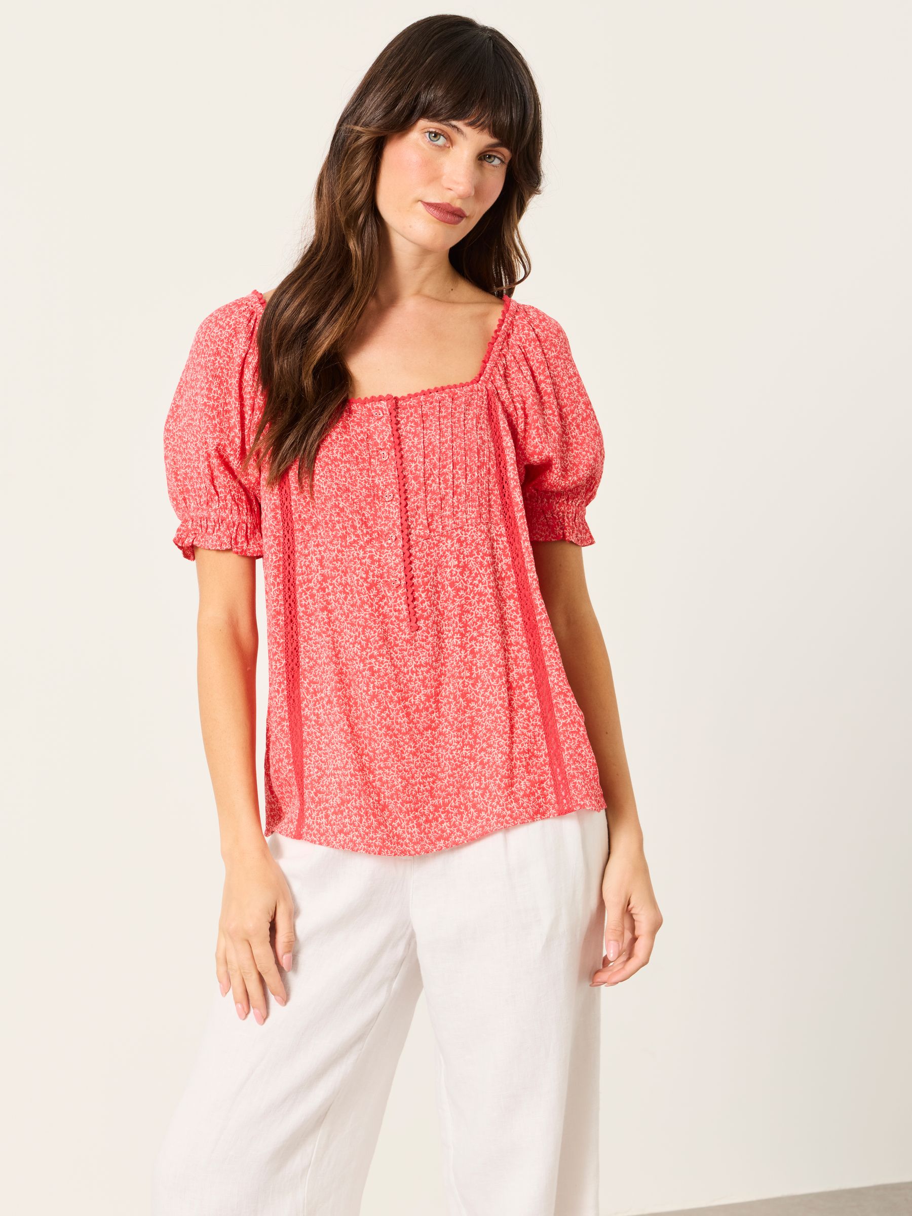 Jorden Red Coral Texture Regular Blouse - Image 1 of 4