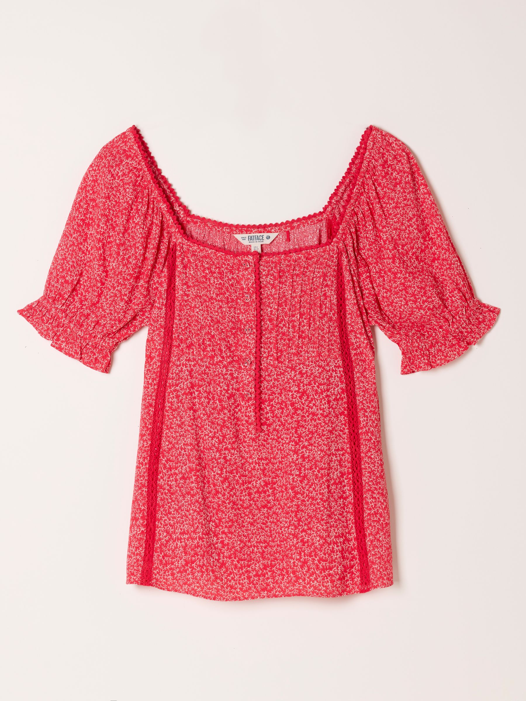 Jorden Red Coral Texture Blouse - Image 5 of 5 Jorden Red Coral Texture Blouse - Image 5 of 5