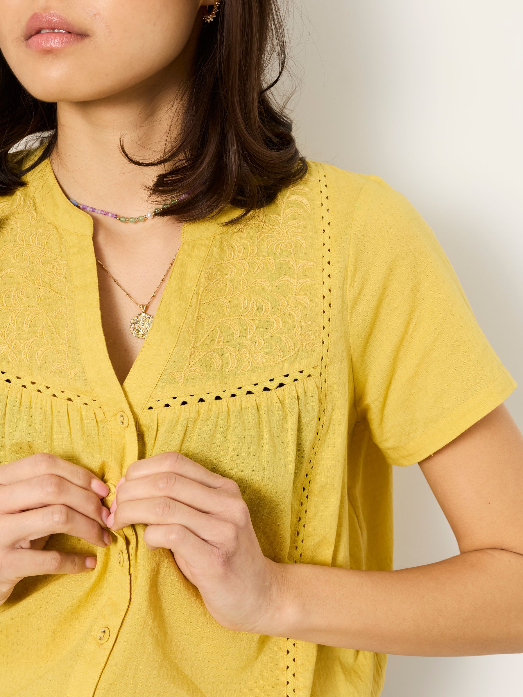 Letty Yellow Regular Embroidered Blouse - Image 5 of 7