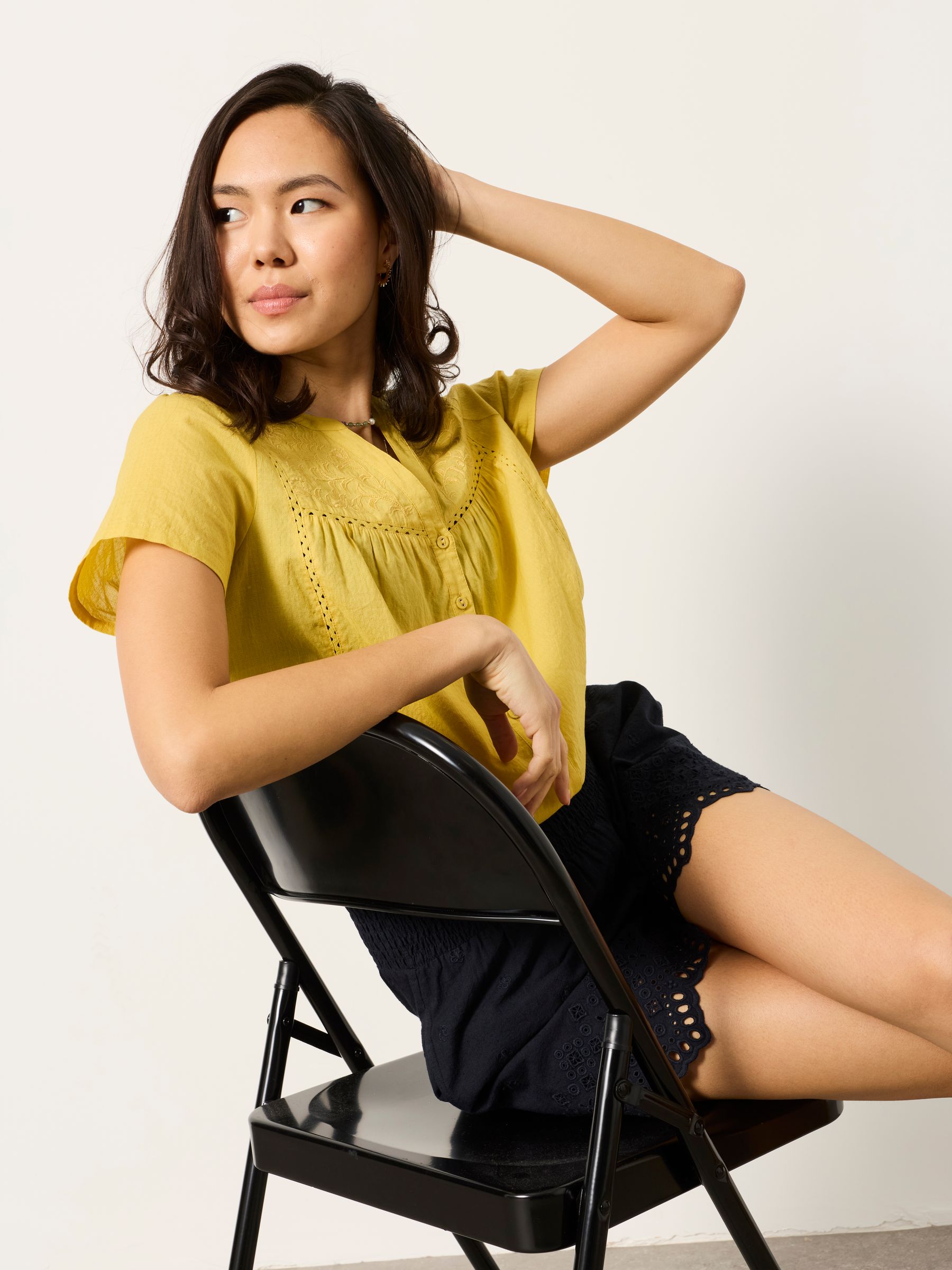 Letty Yellow Regular Embroidered Blouse - Image 6 of 7
