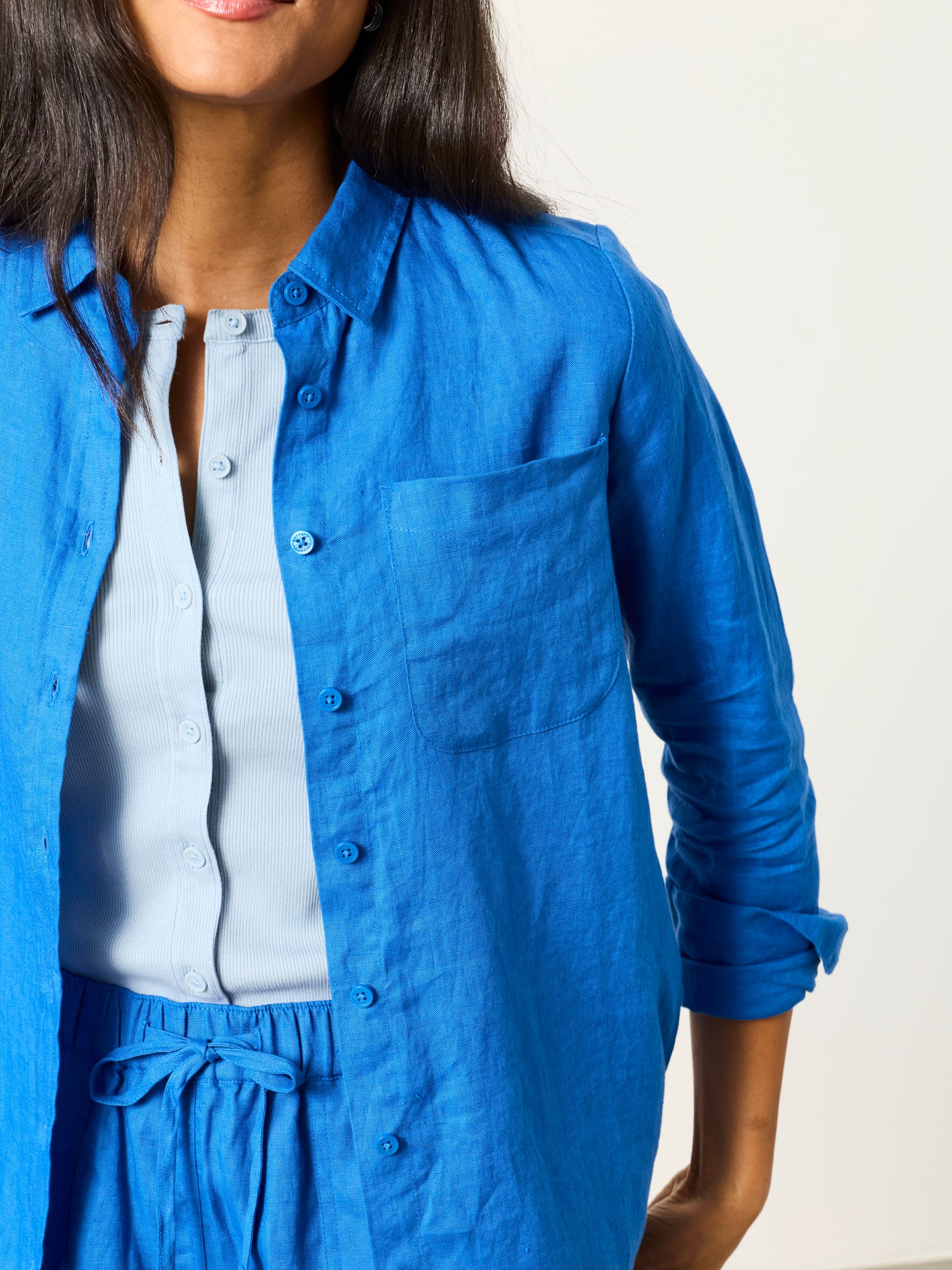 Olivia Cobalt Blue Regular Linen Shirt - Image 3 of 6