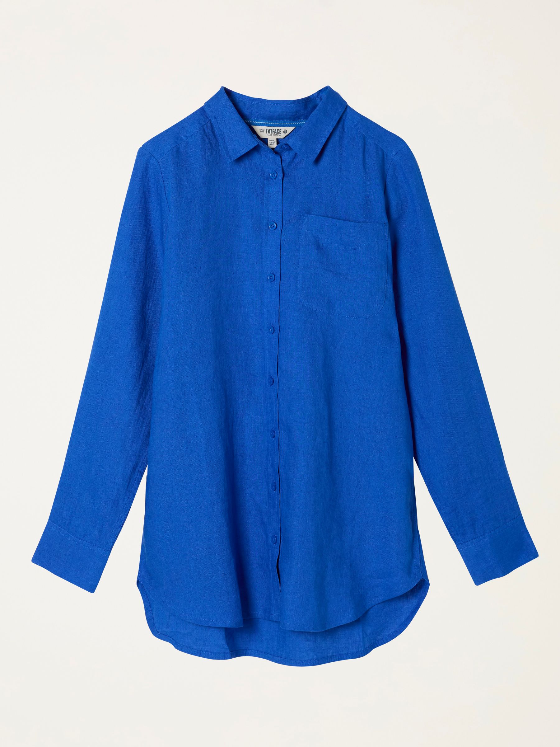 Olivia Cobalt Blue Regular Linen Shirt - Image 6 of 6