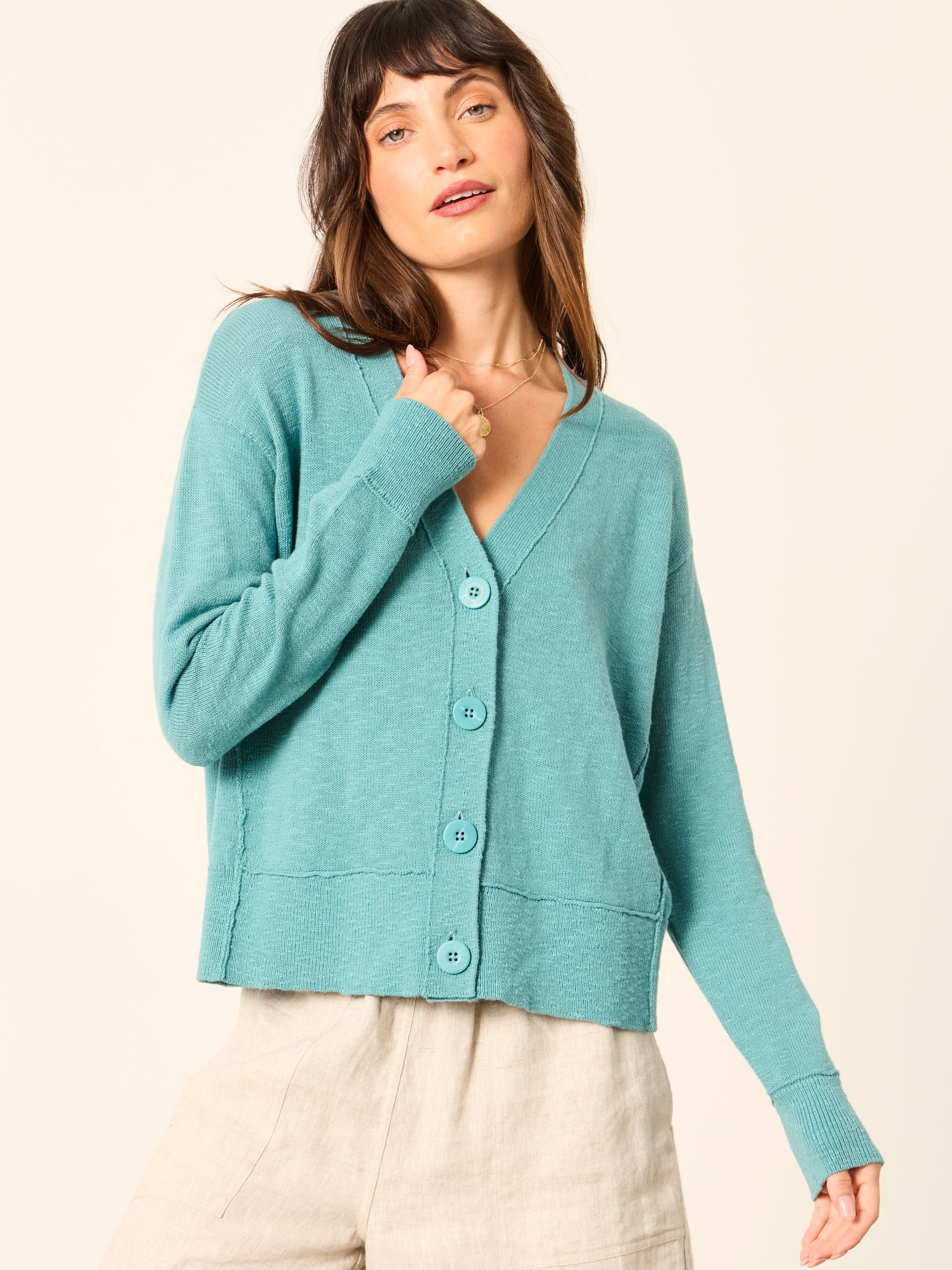 Suzie Teal Blue Knitted Cardigan - Image 1 of 5