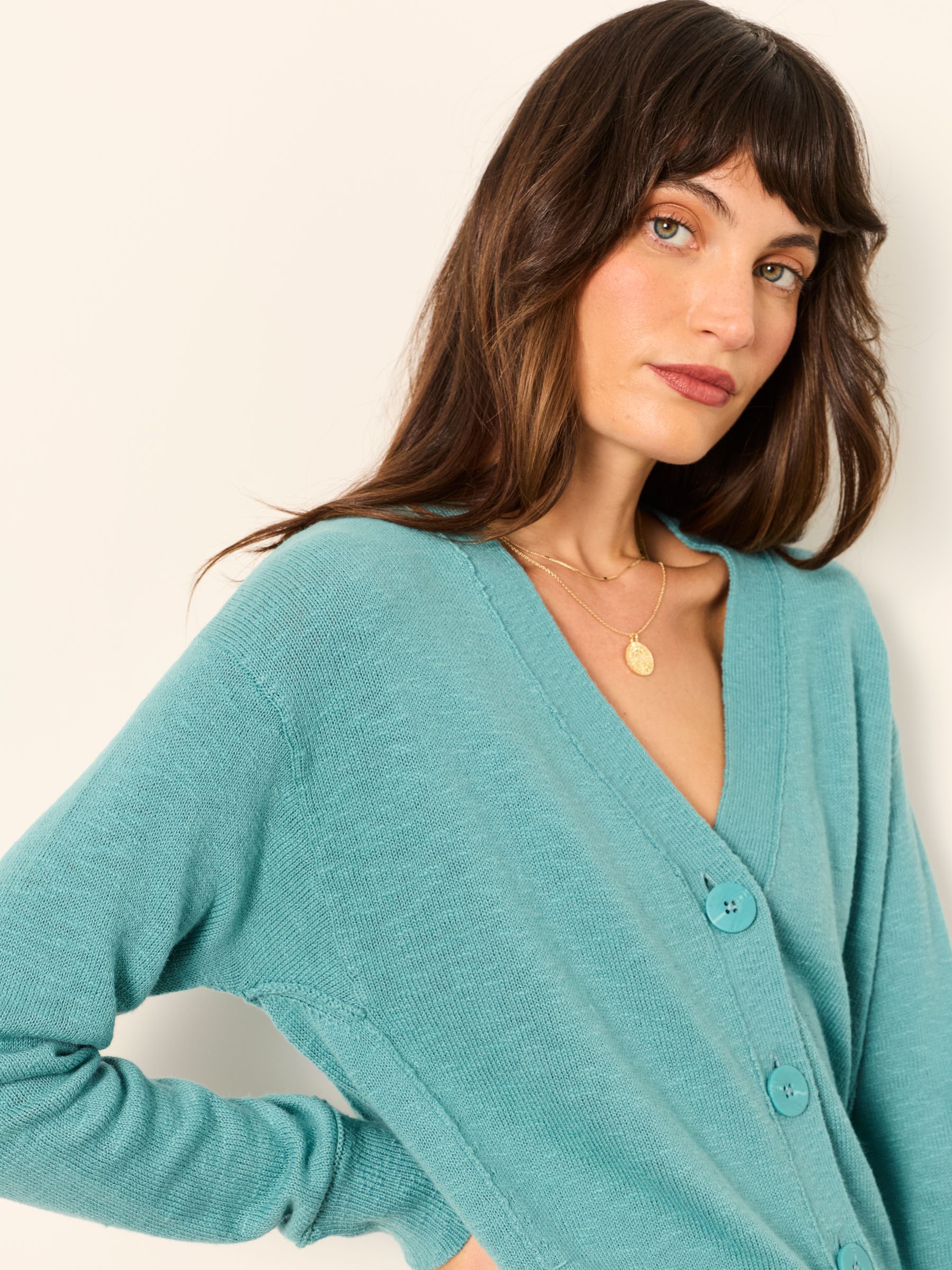 Suzie Teal Blue Knitted Cardigan - Image 2 of 5 Suzie Teal Blue Knitted Cardigan - Image 2 of 5