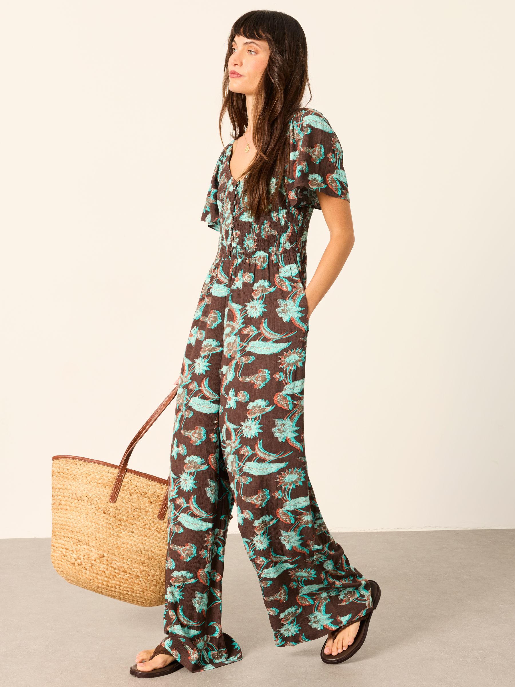 Gabby Chocolate Brown Batik Regular Jumpsuit - Image 4 of 7