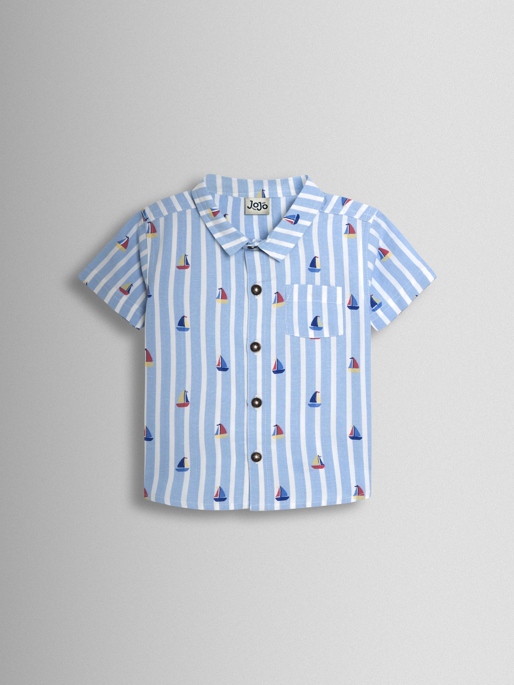 Blue 2-Piece Shirt & Twill Shorts Set - Image 2 of 6