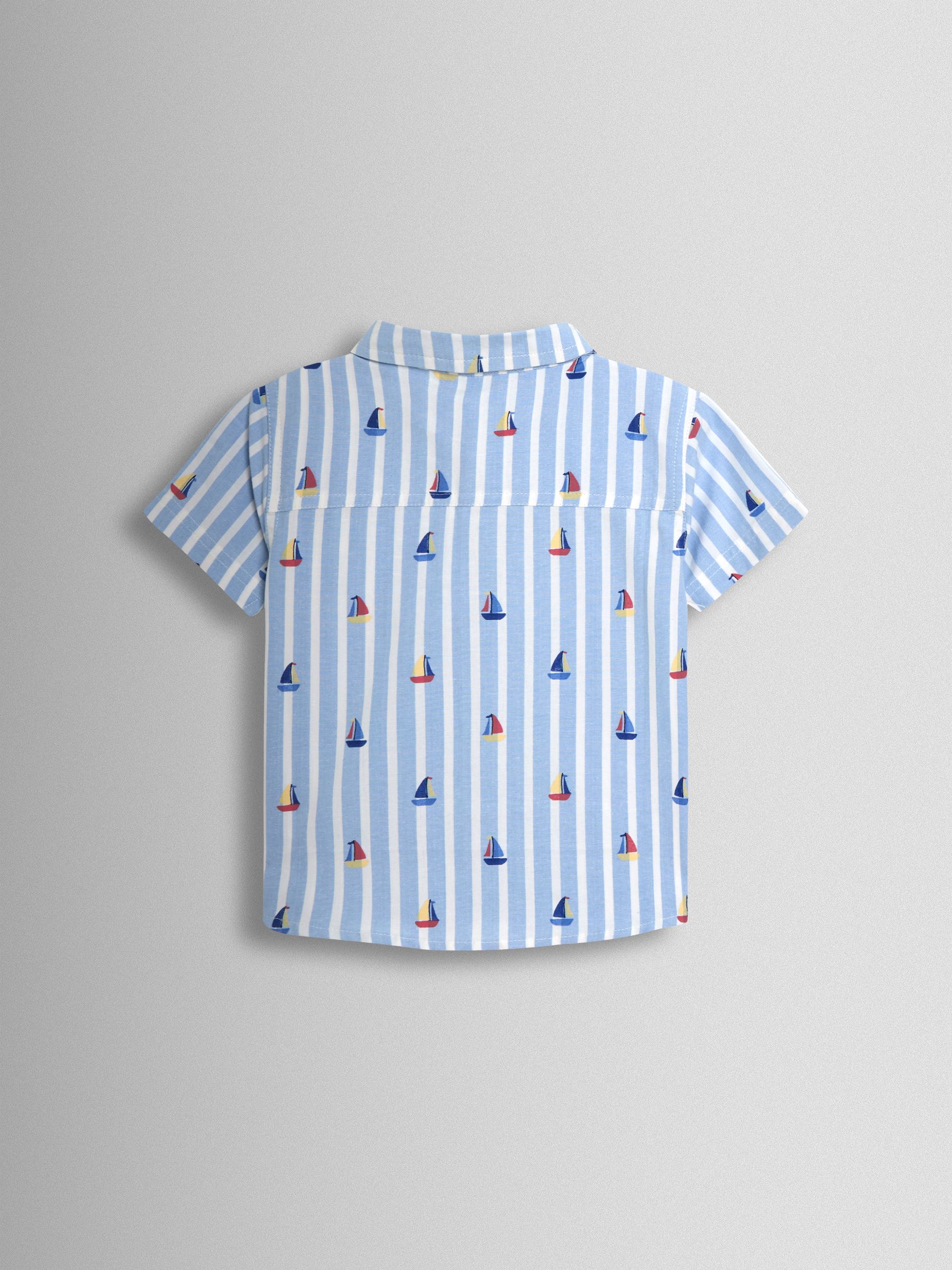 Blue 2-Piece Shirt & Twill Shorts Set - Image 3 of 6