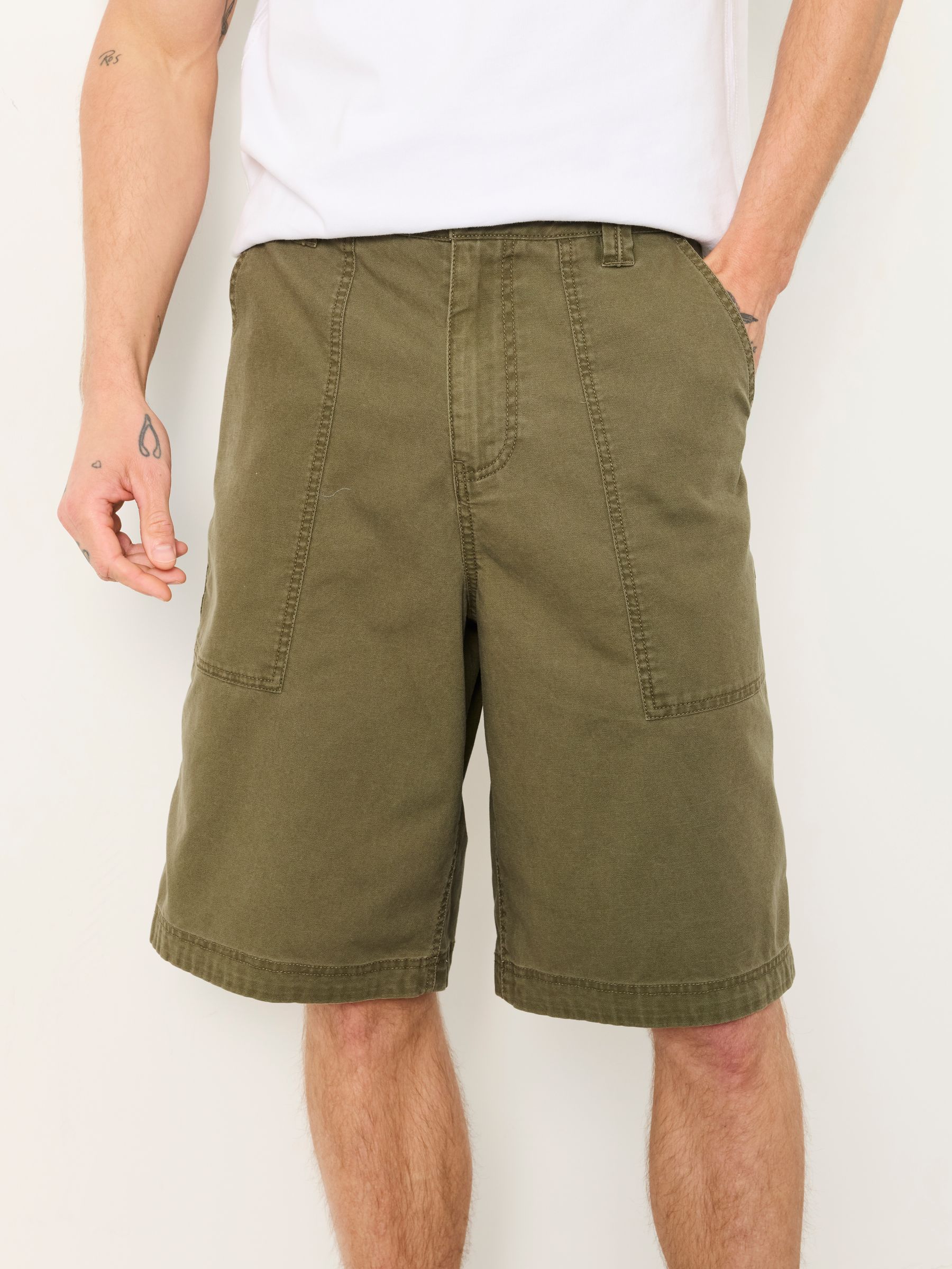 Pascal Khaki Green Utility Shorts - Image 1 of 6