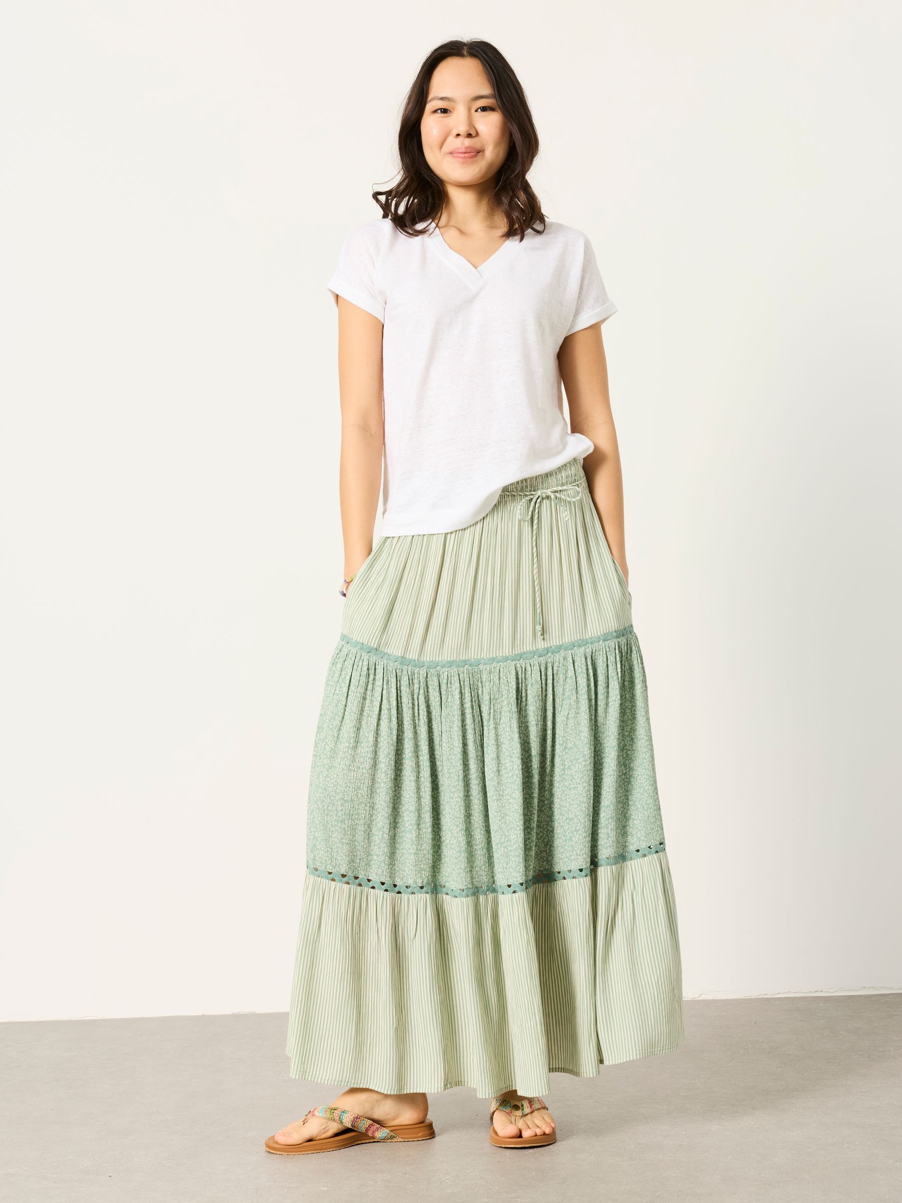 Jayla Green Coral Texture Maxi Skirt | FatFace