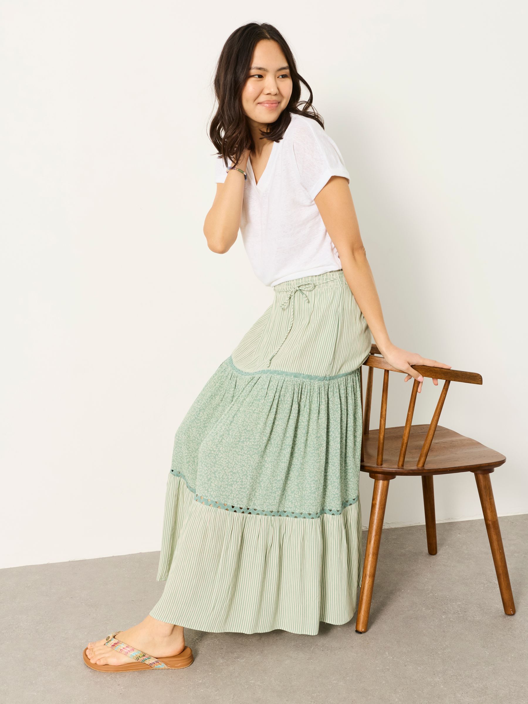 Jayla Green Coral Texture Maxi Skirt | FatFace