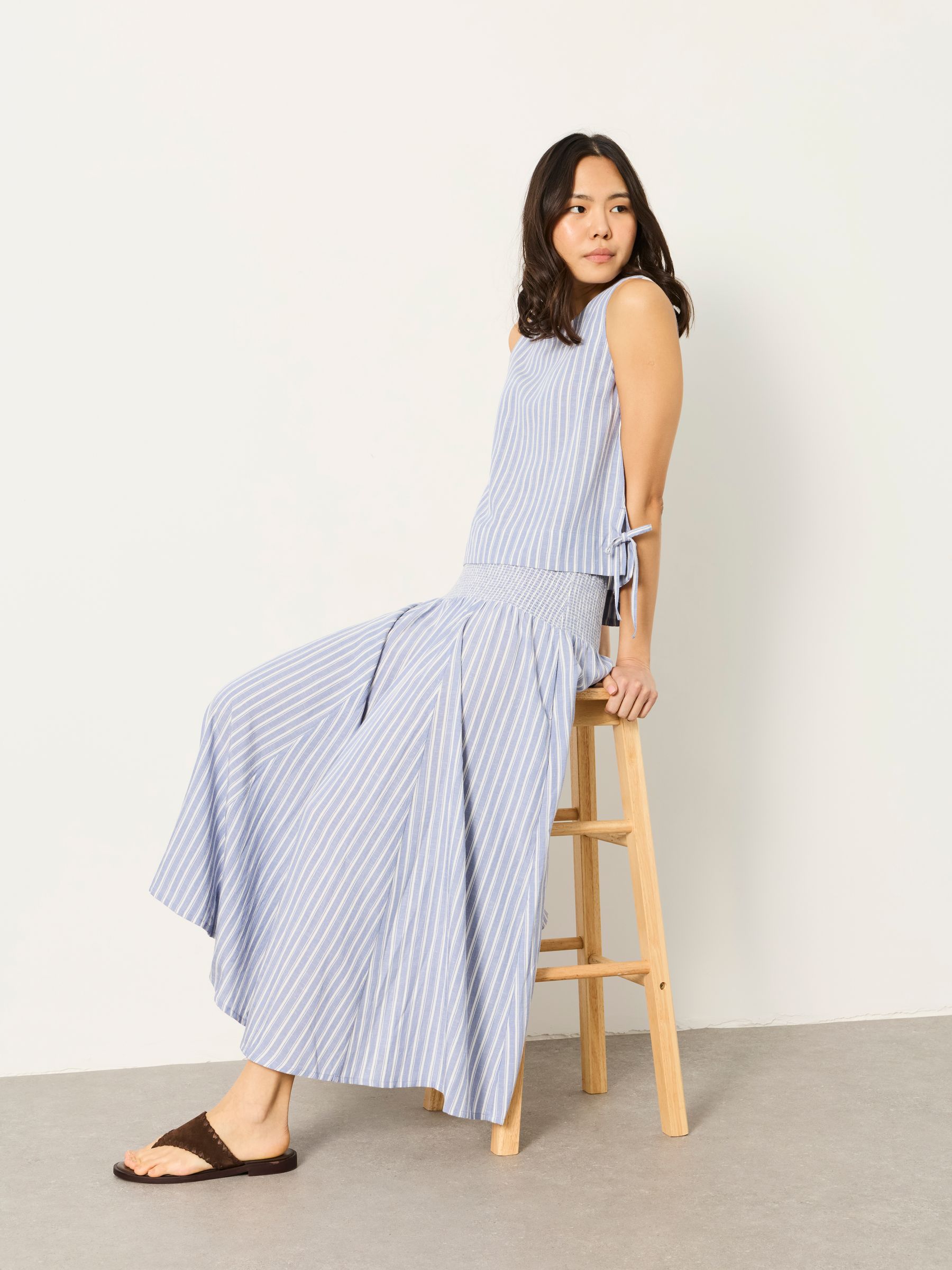 Hetty Blue Stripe Midi Skirt - Image 6 of 7