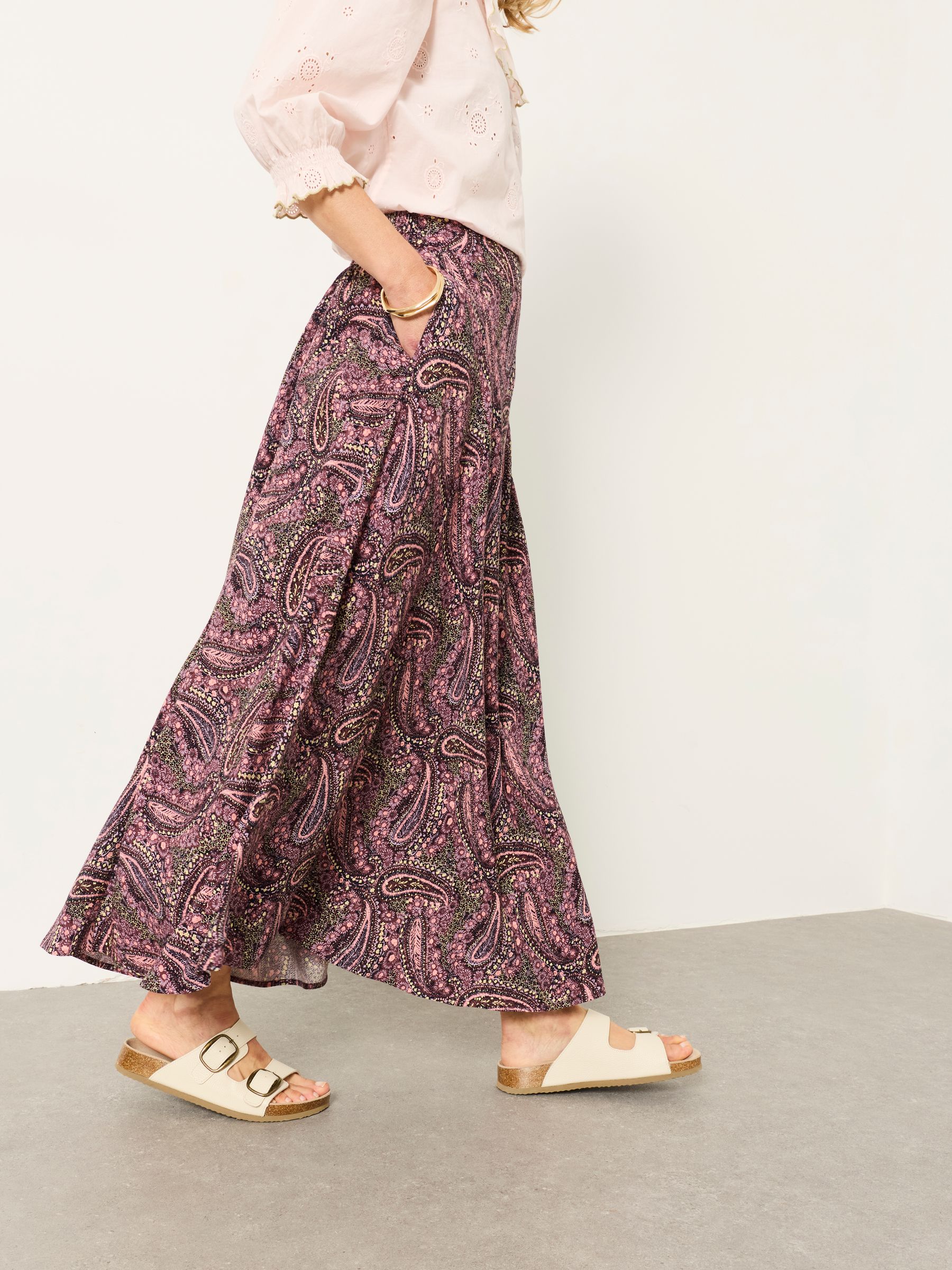スカート raspberrypie skirt jersey pants Sadie Purple Paisley Midi Skirt | FatFace USA