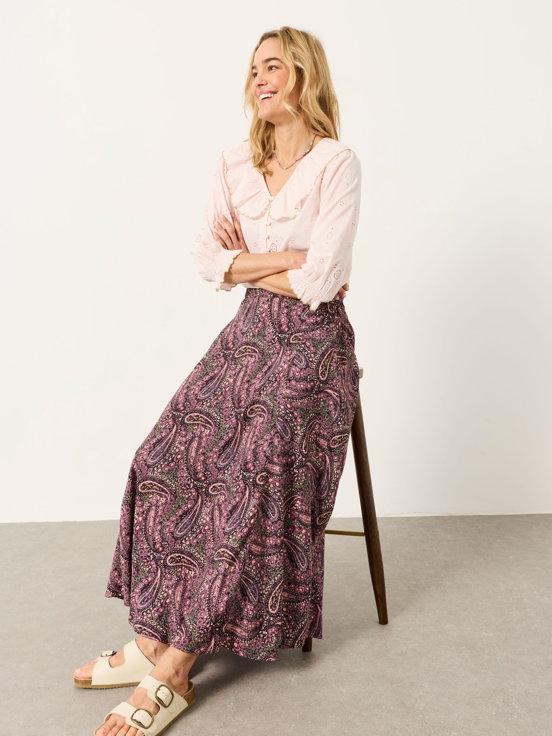 Sadie Purple Paisley Midi Skirt | FatFace USA