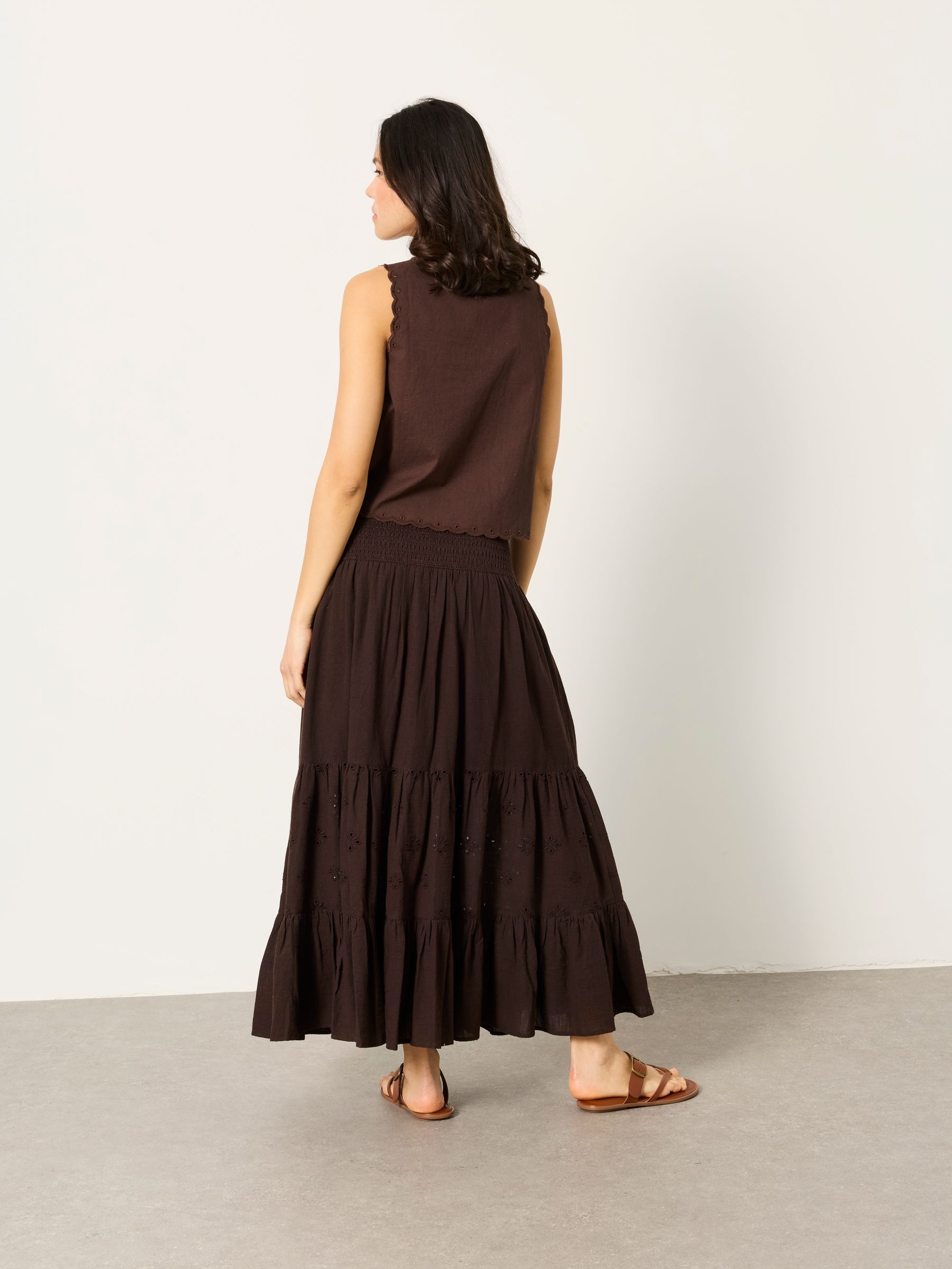 Rhea Chocolate Brown Cutwork Maxi Skirt - Image 3 of 6