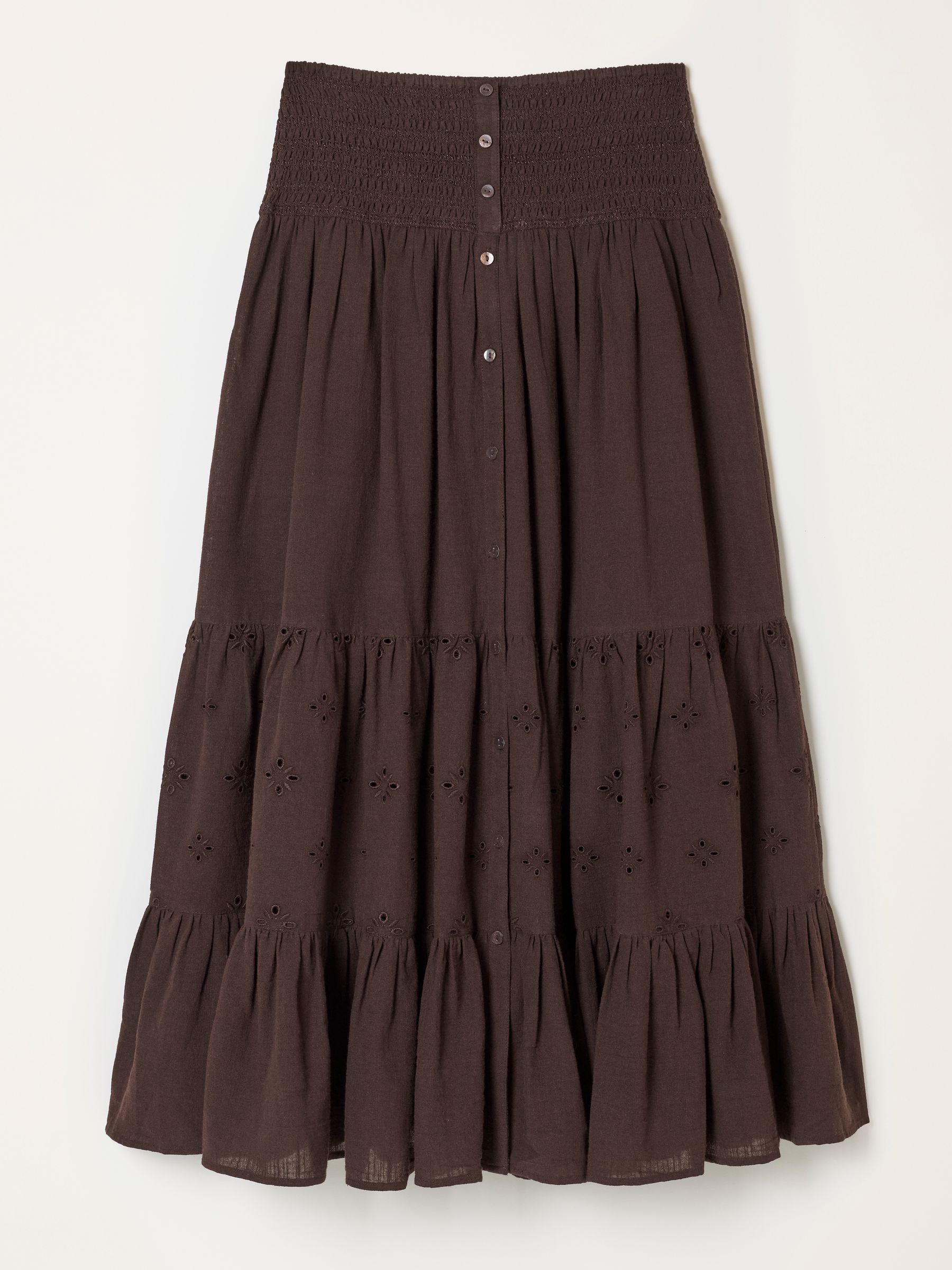 Rhea Chocolate Brown Cutwork Maxi Skirt - Image 6 of 6