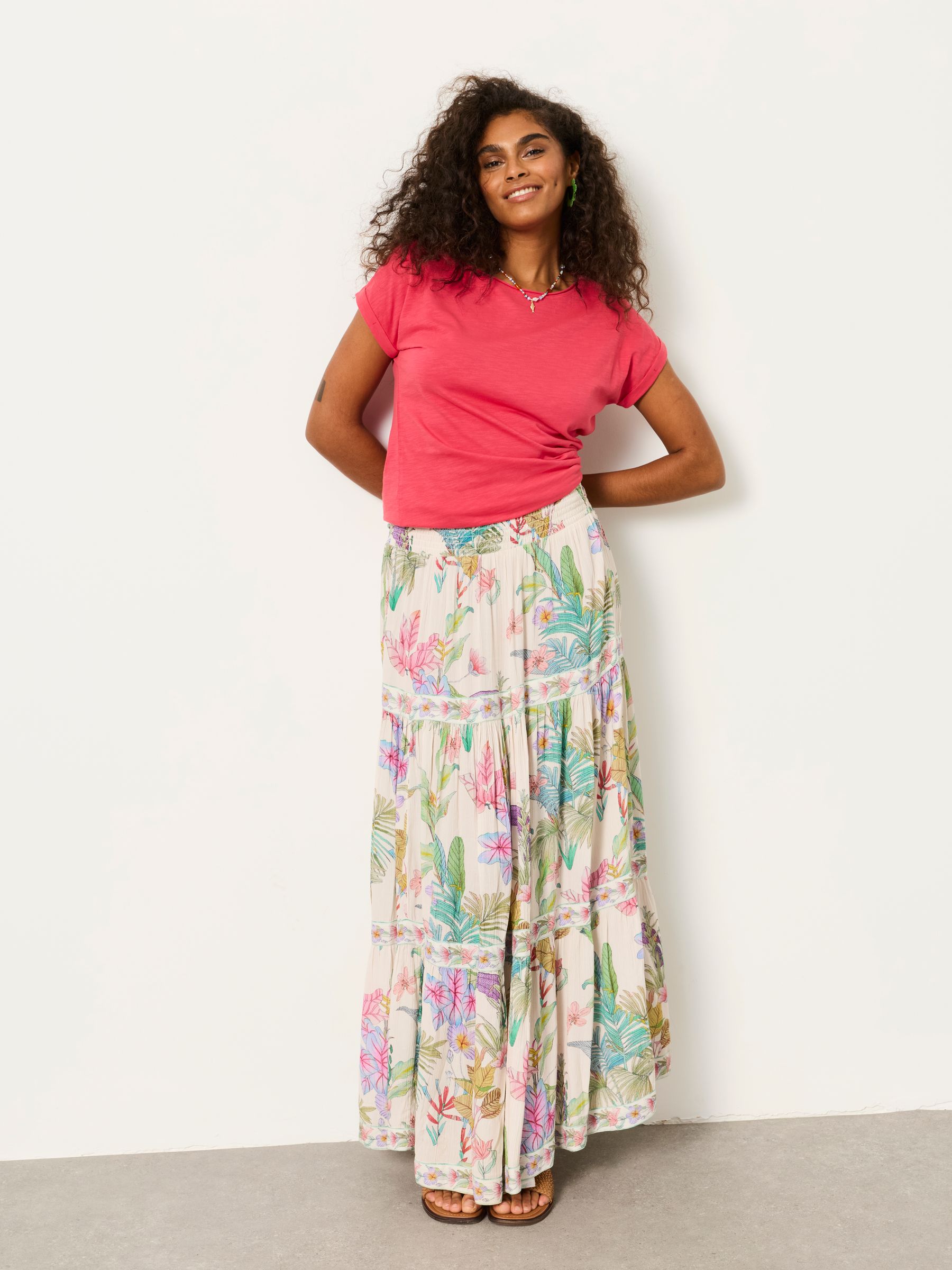 Jayla Ivory Tropical Maxi Skirt | FatFace USA
