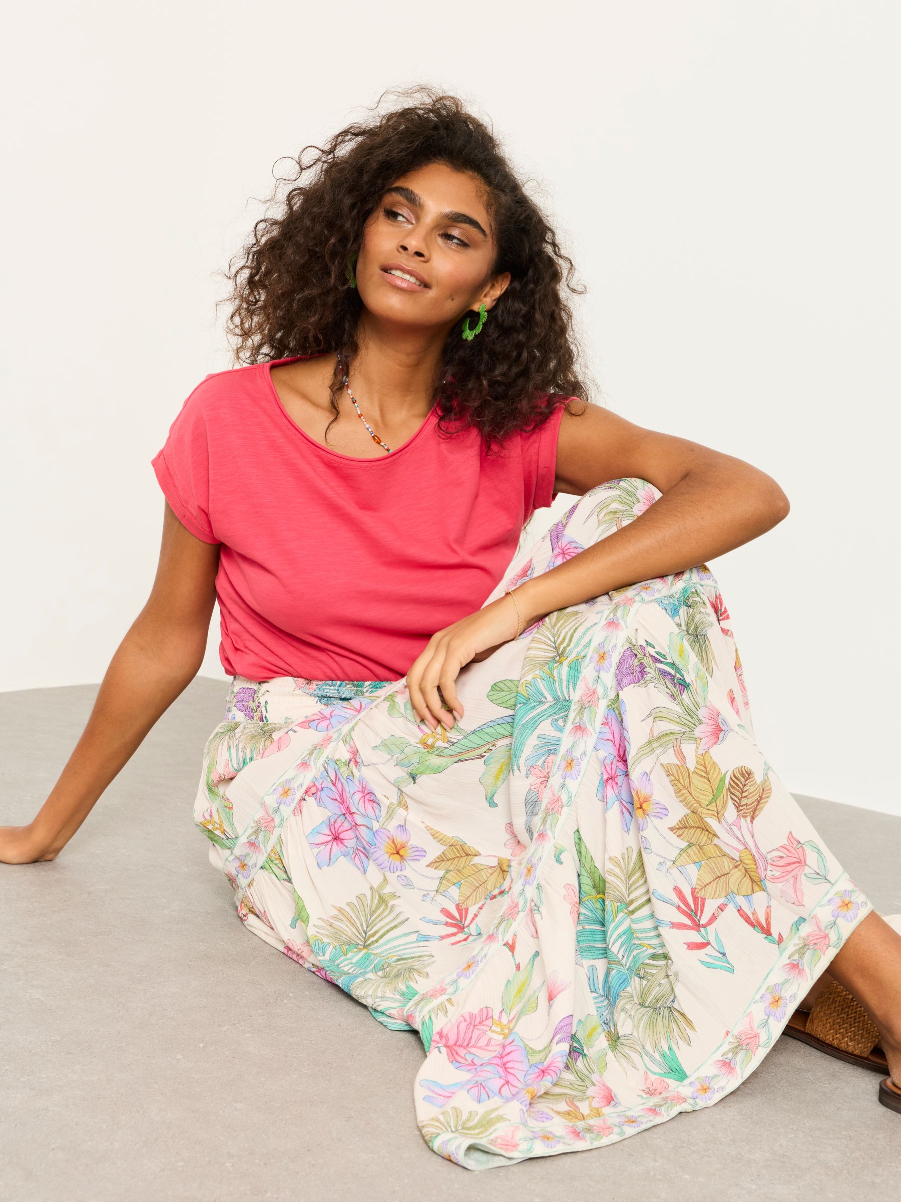 Jayla Ivory Tropical Maxi Skirt | FatFace USA