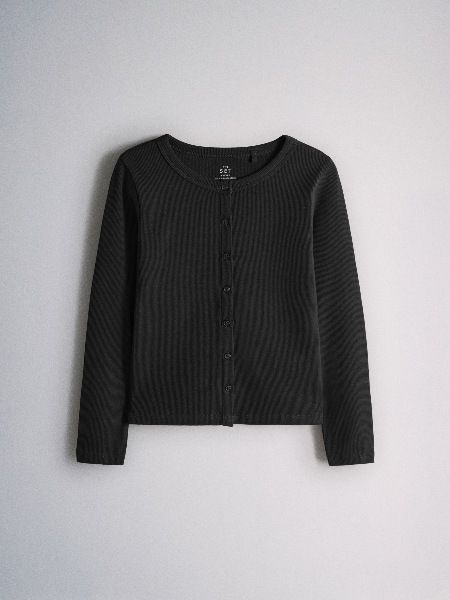 The Set 4 Pack Long Sleeve Rib Button Through Cotton Tops Pink/Cream - Image 5 of 6