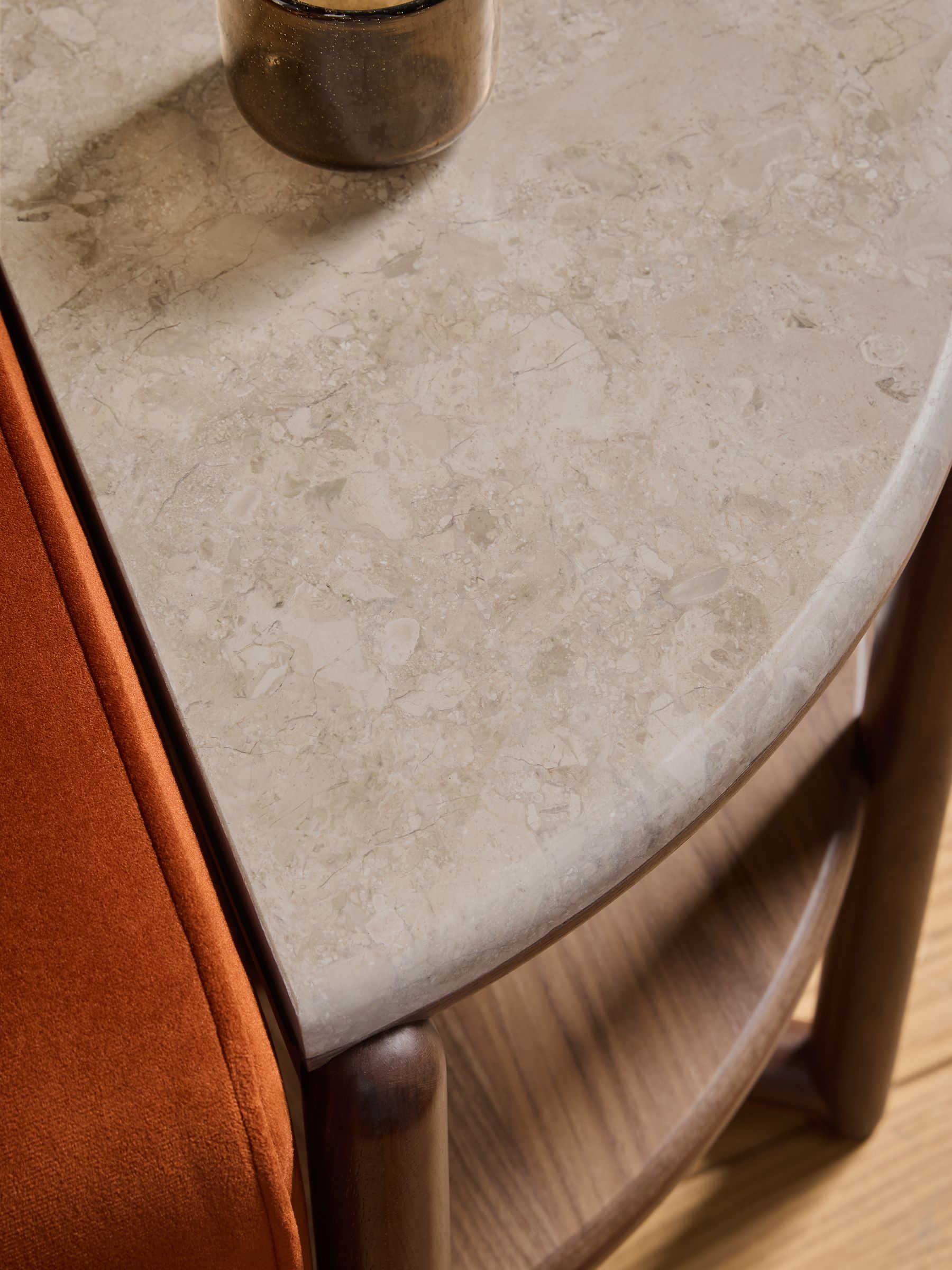 Everett Sofa Side Table in Walnut and Marble - Image 3 of 6