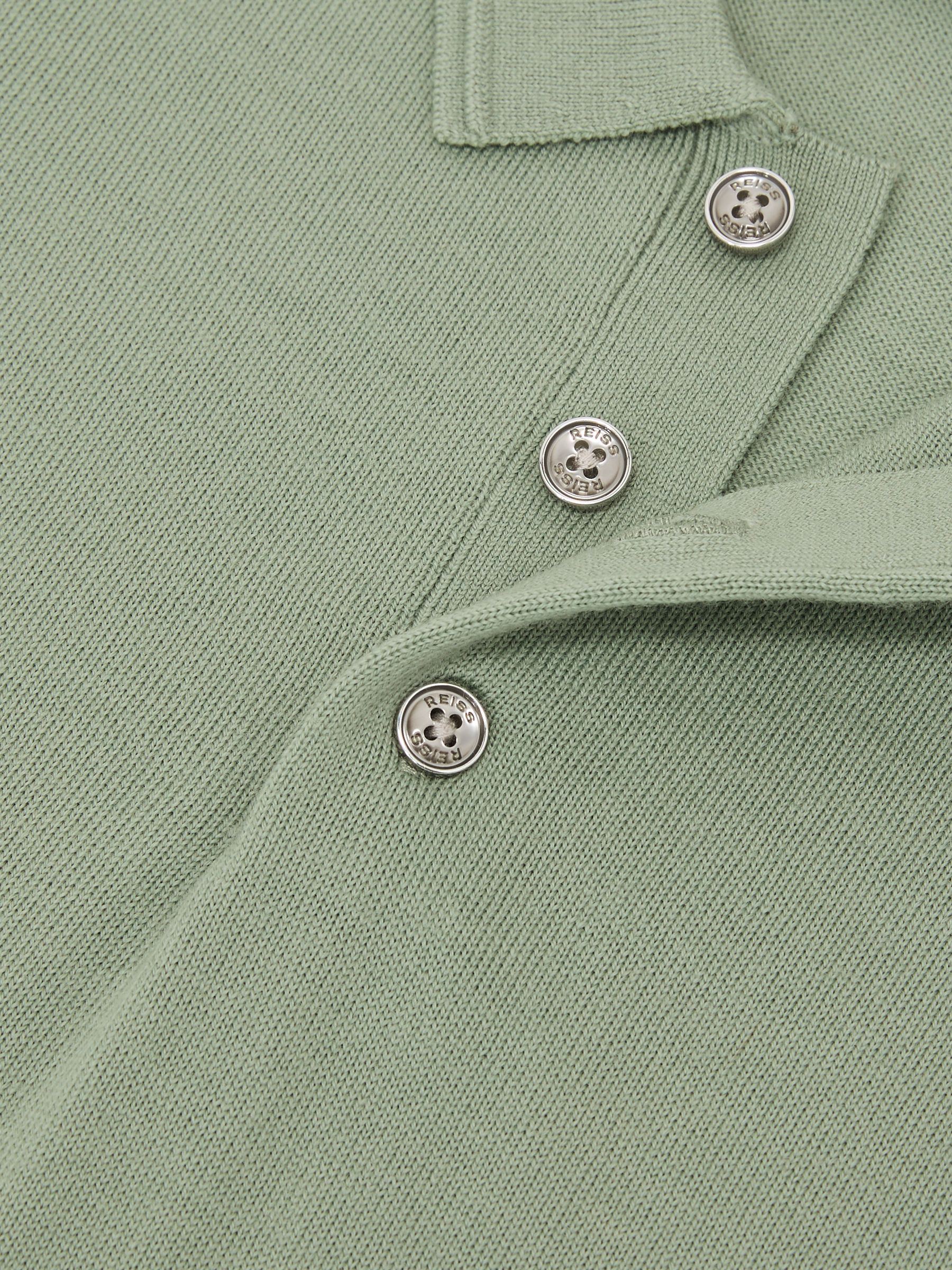 9-13 yrs Merino Wool Short-Sleeve Polo Shirt in Light Sage Green - Image 1 of 3