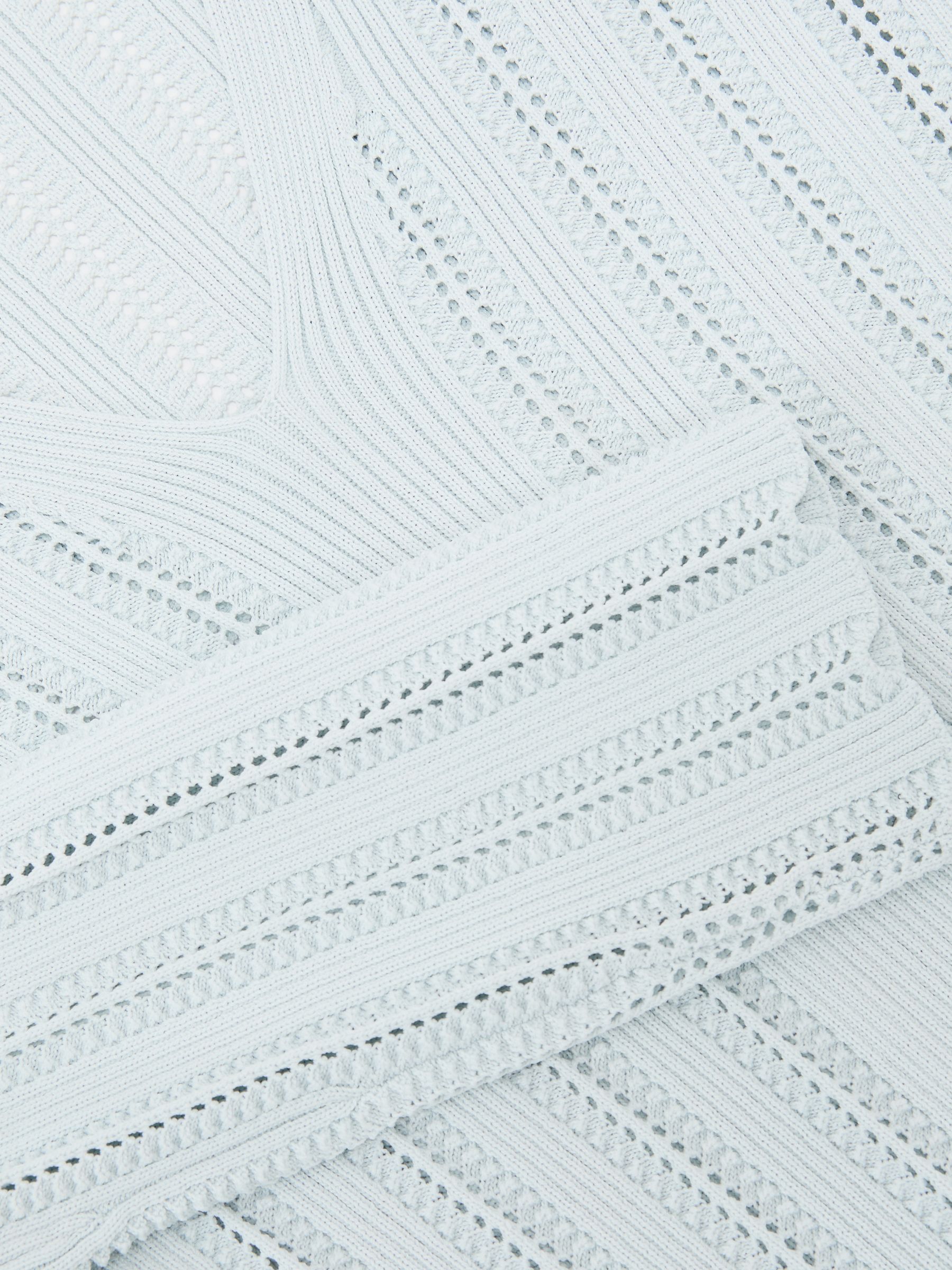 Open-Stitch V-Neck Jumper in Pale Blue - Image 7 of 7