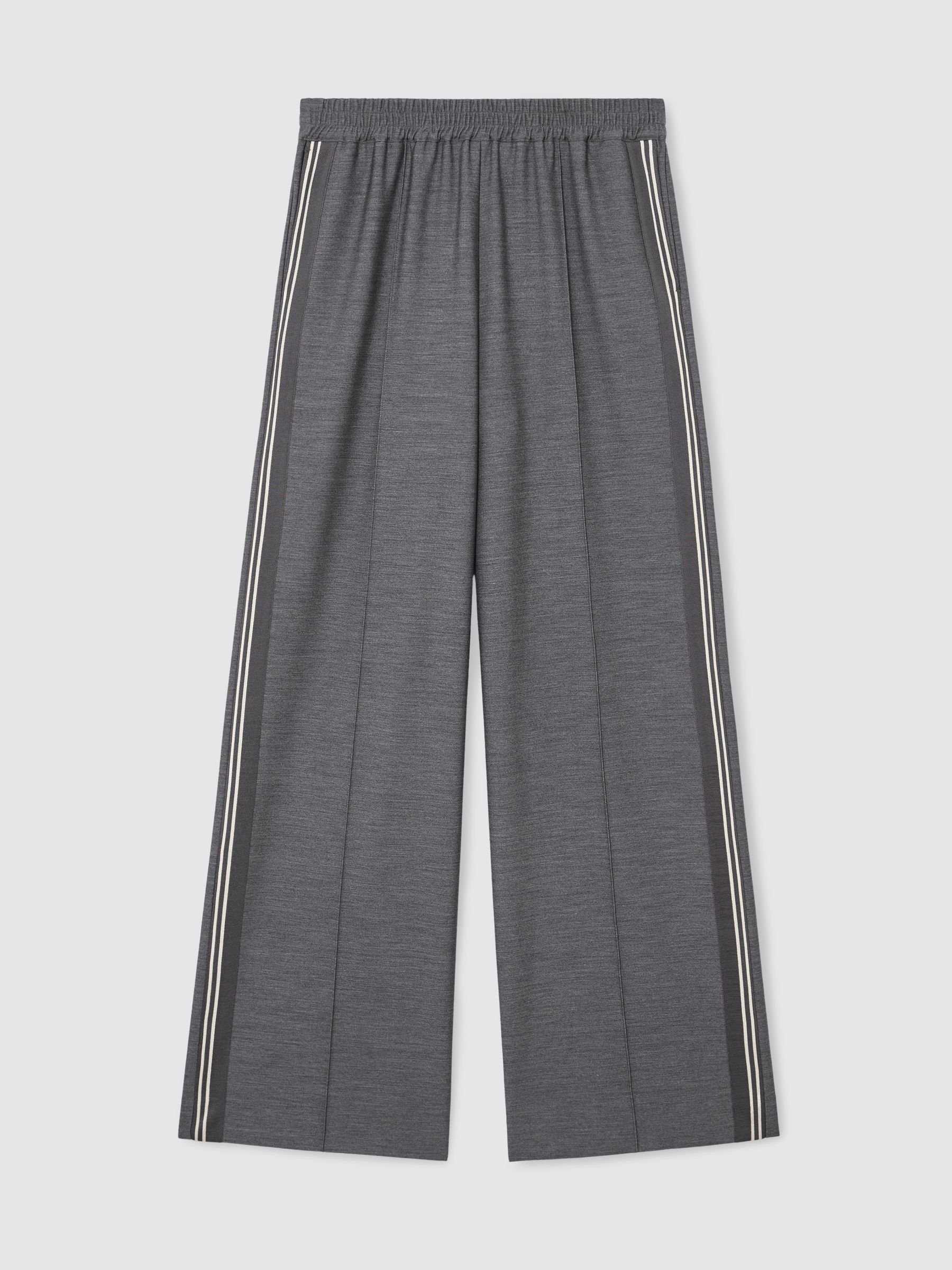 Petite Mélange Side-Stripe Wide-Leg Trousers in Grey - Image 2 of 7 Petite Mélange Side-Stripe Wide-Leg Trousers in Grey - Image 2 of 7