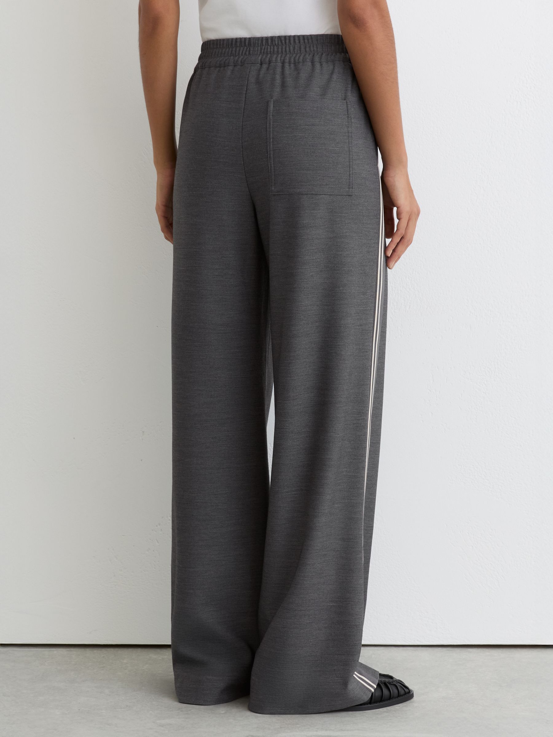 Petite Mélange Side-Stripe Wide-Leg Trousers in Grey - Image 5 of 7
