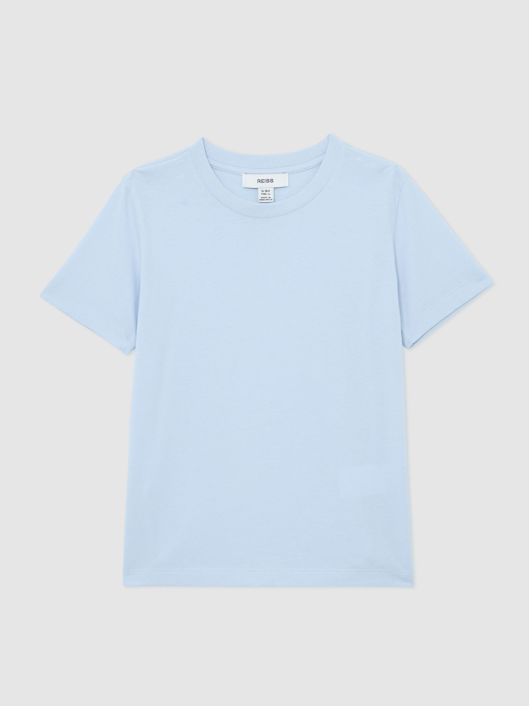 3-9 yrs Cotton Crew-Neck T-Shirt in Soft Blue - Image 2 of 5