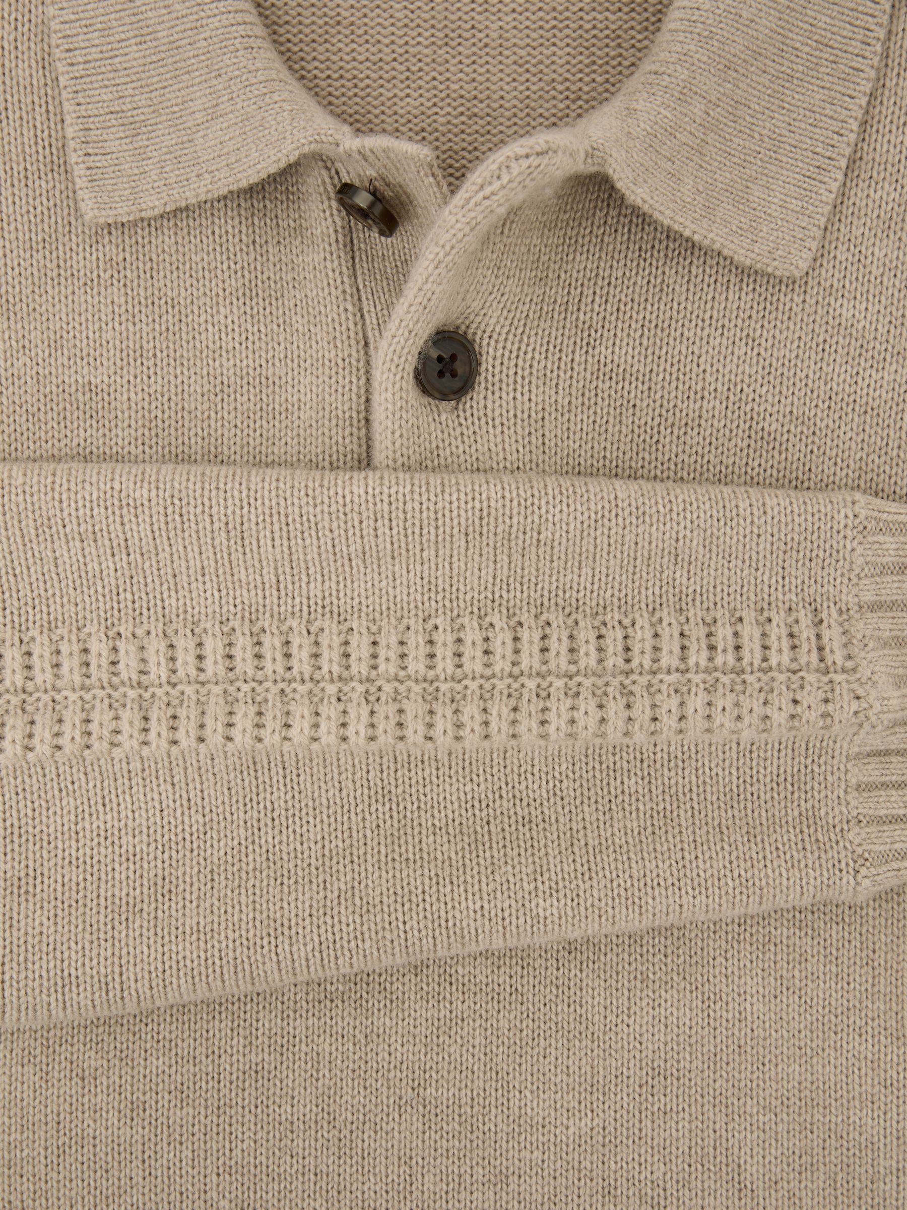 Wool-Blend Half-Button Polo Jumper in Oatmeal - image 3