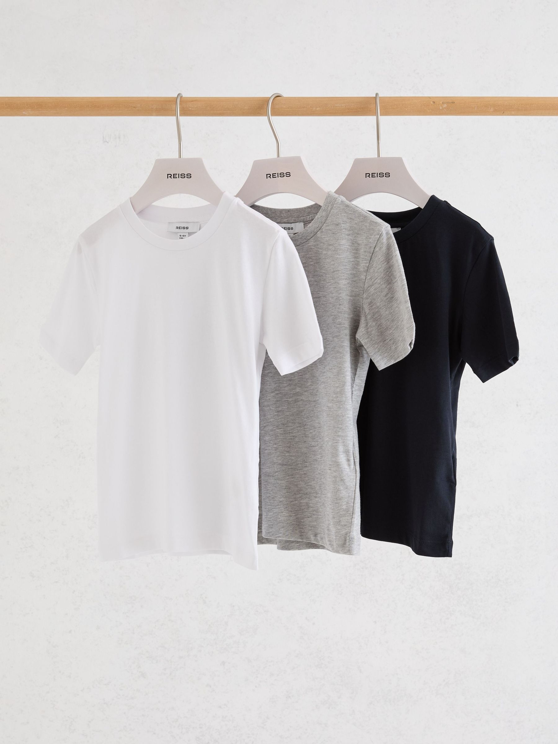 9-13 yrs 3 Pack Cotton Crew-Neck T-Shirts in White/Navy/Grey - Image 1 of 3 9-13 yrs 3 Pack Cotton Crew-Neck T-Shirts in White/Navy/Grey - Image 1 of 3