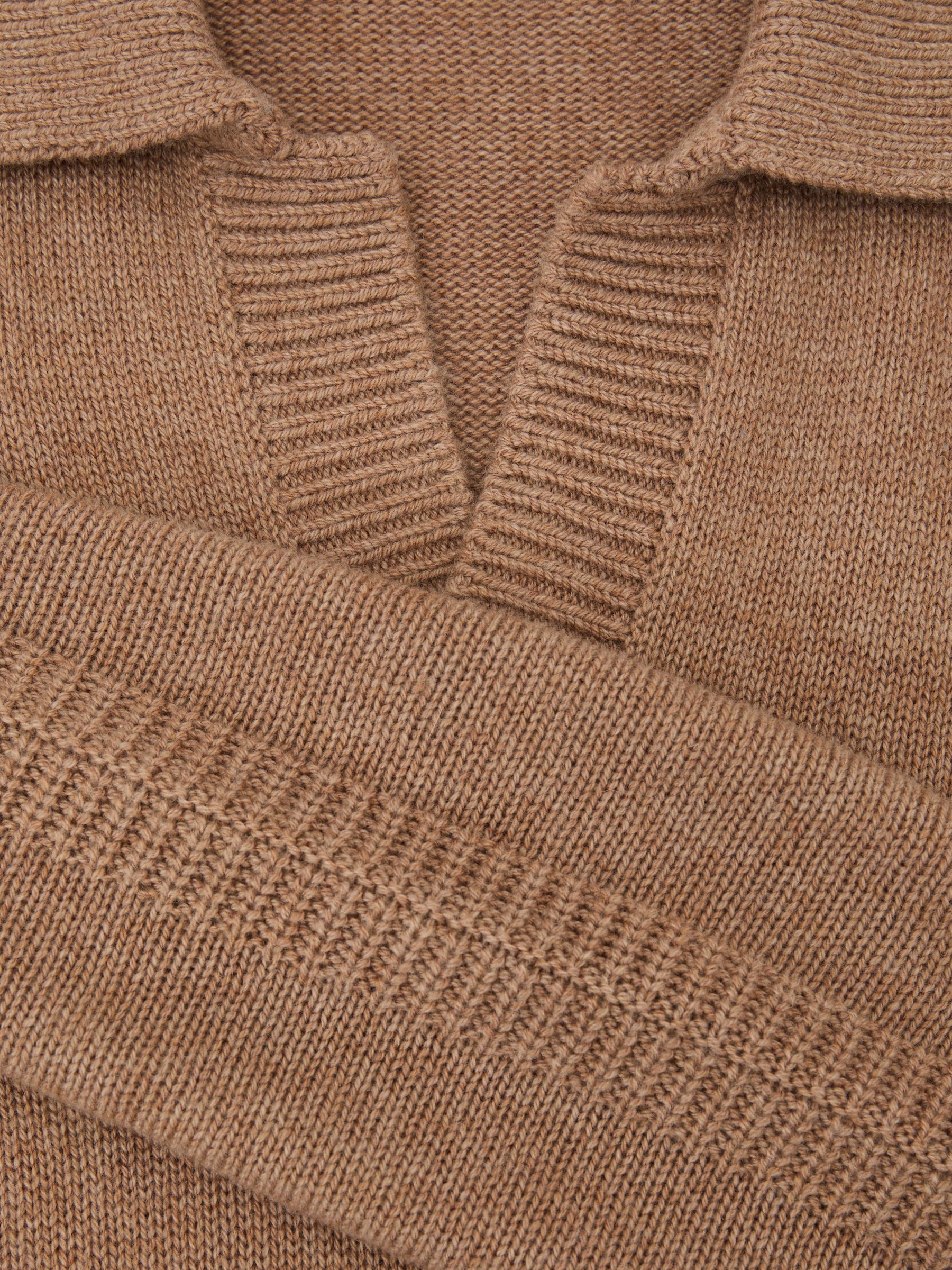 Wool-Blend Open-Collar Jumper in Camel - image 2