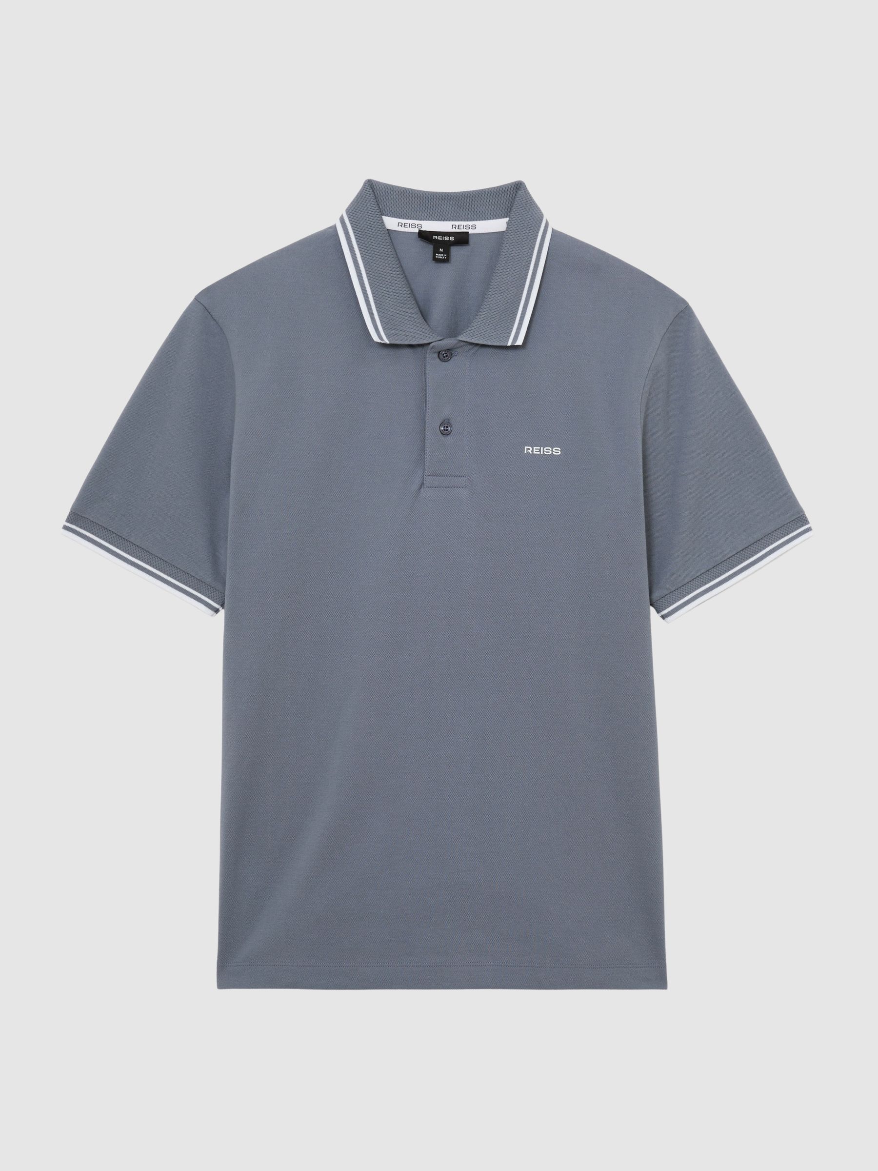 Cotton-Pique Logo Polo Shirt in Airforce Blue - image 1