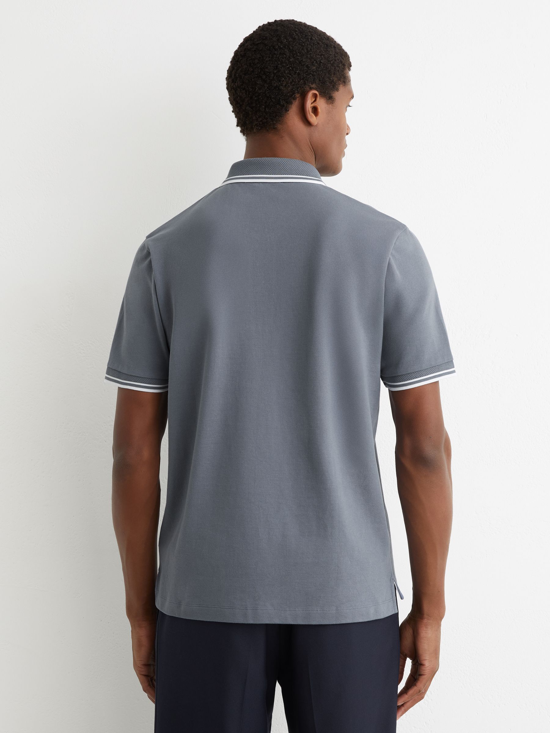 Cotton-Pique Logo Polo Shirt in Airforce Blue - image 4