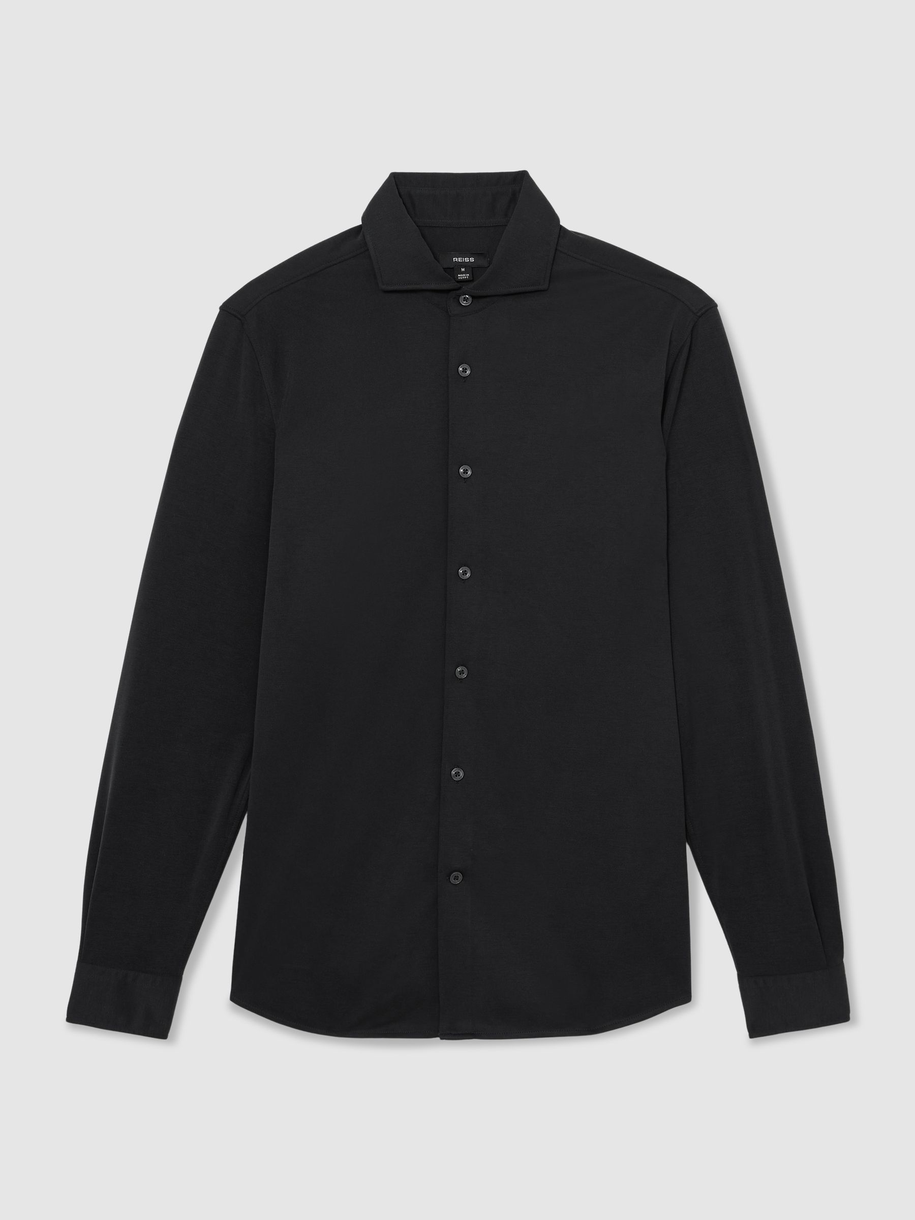 Stretch-Modal Cutaway-Collar Shirt Regular-Fit in Washed Black - Image 2 of 7