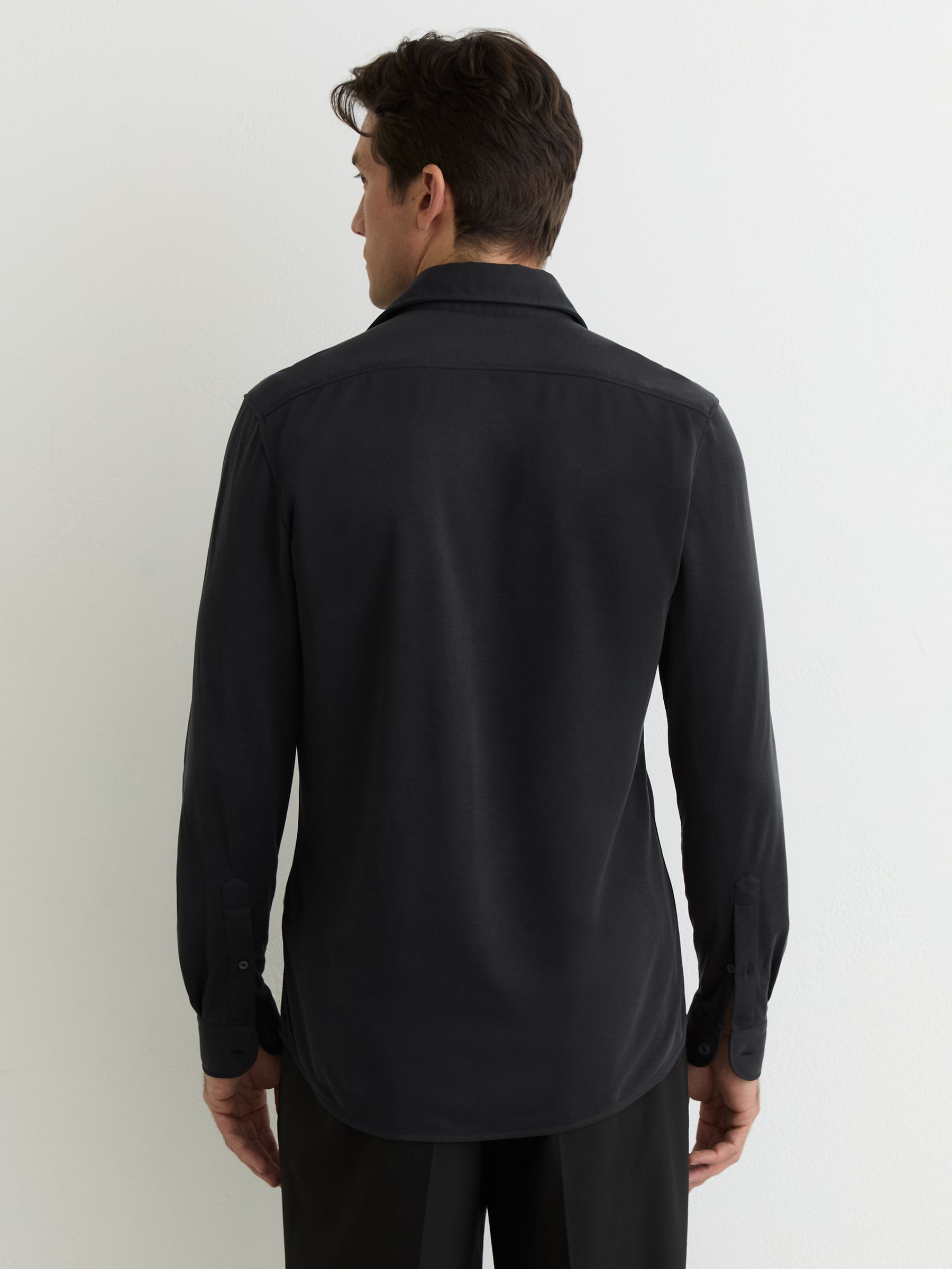 Stretch-Modal Cutaway-Collar Shirt Regular-Fit in Washed Black - image 4