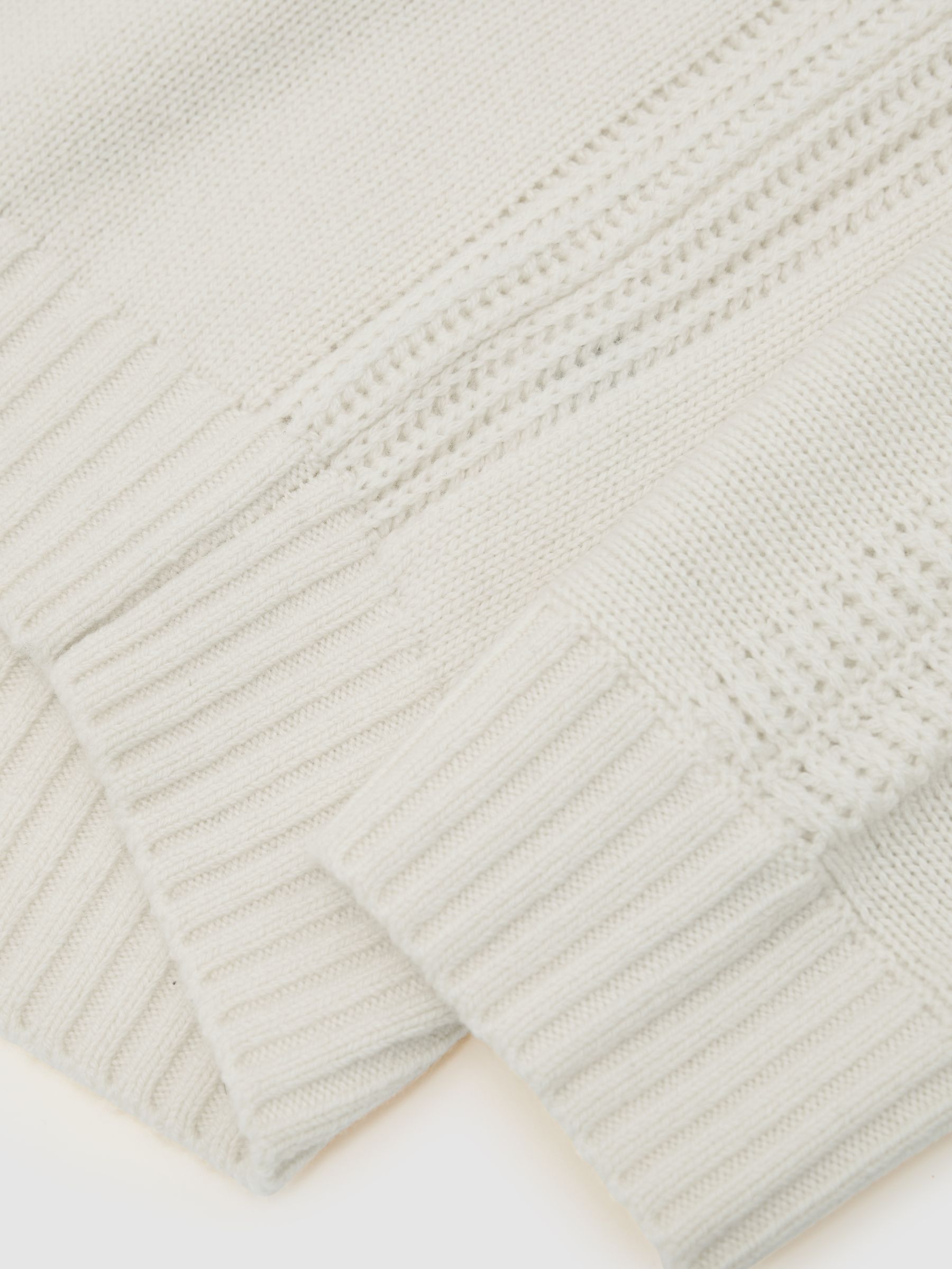 Wool-Blend Rib-Detail Crew-Neck Jumper in White - image 2