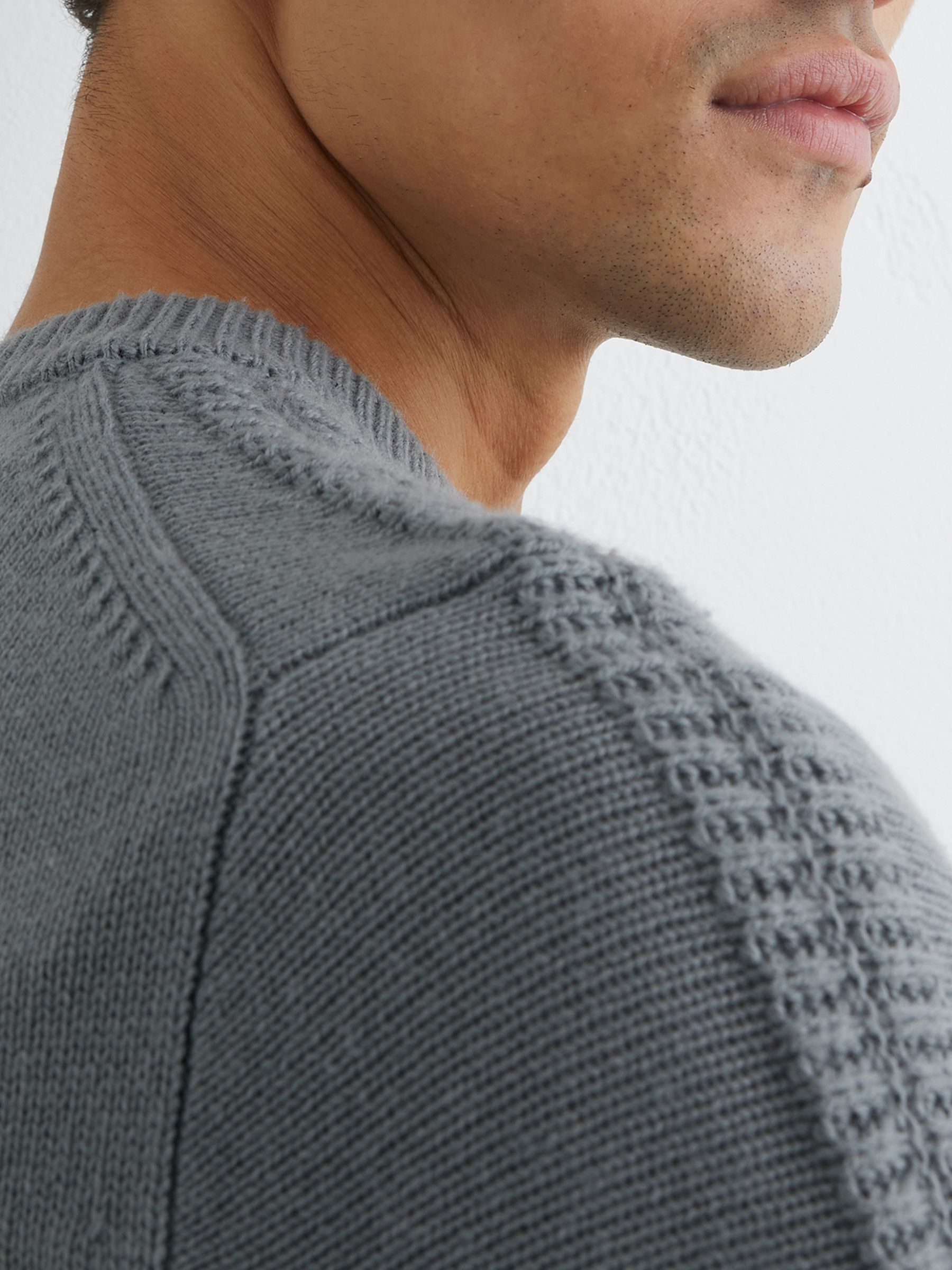 Wool-Blend Rib-Detail Crew-Neck Jumper in Soft Sage Green - image 3