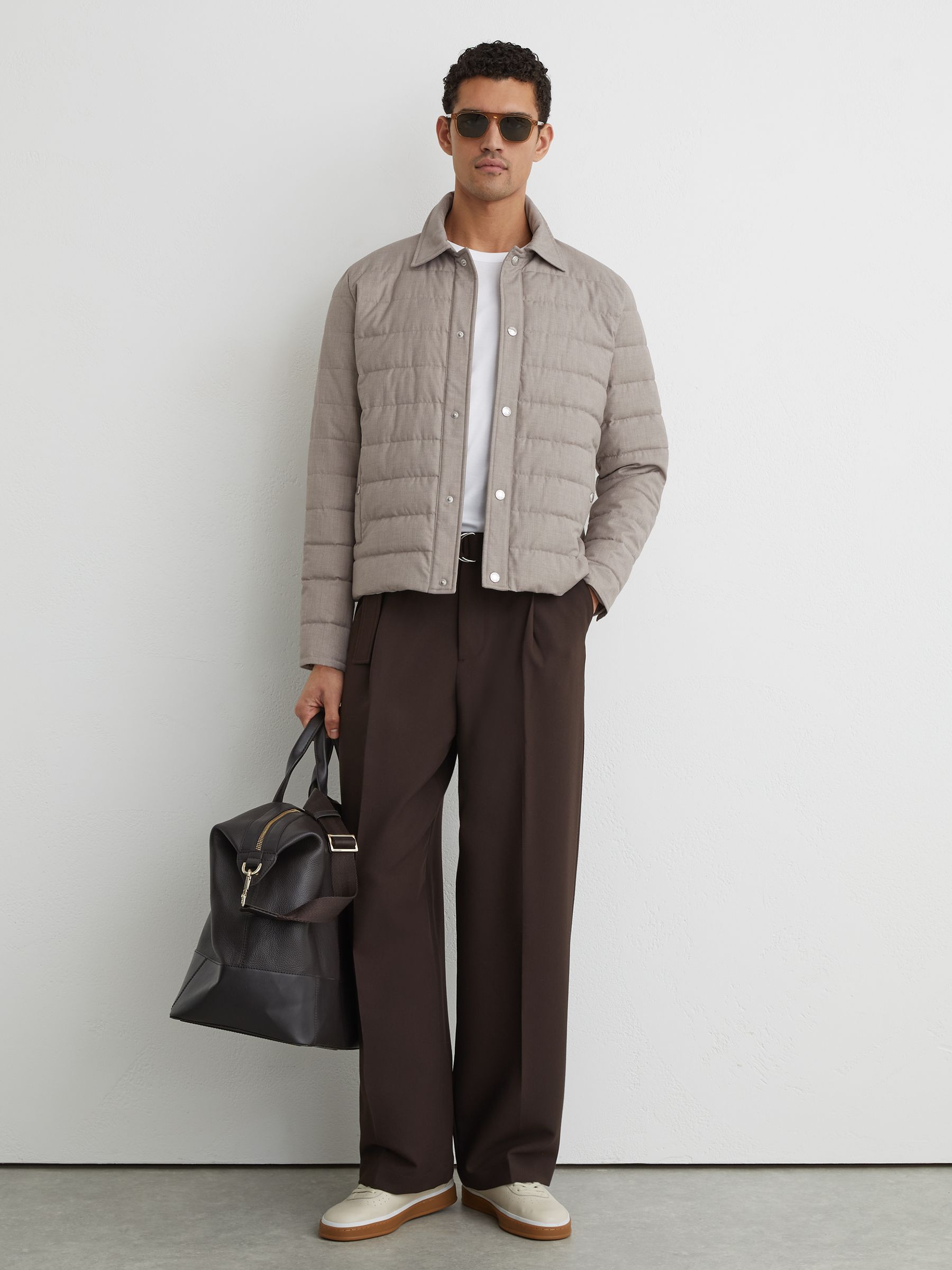 Quilted Hybrid Press-Stud Jacket in Mink Brown - image 2
