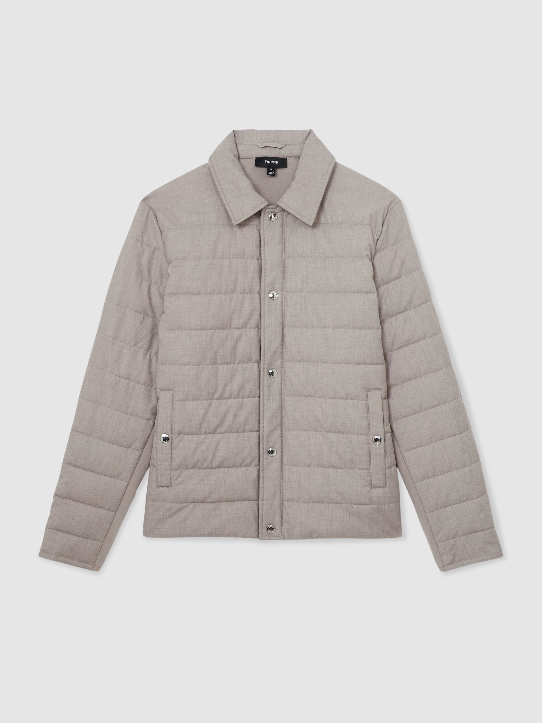 Quilted Hybrid Press-Stud Jacket in Mink Brown