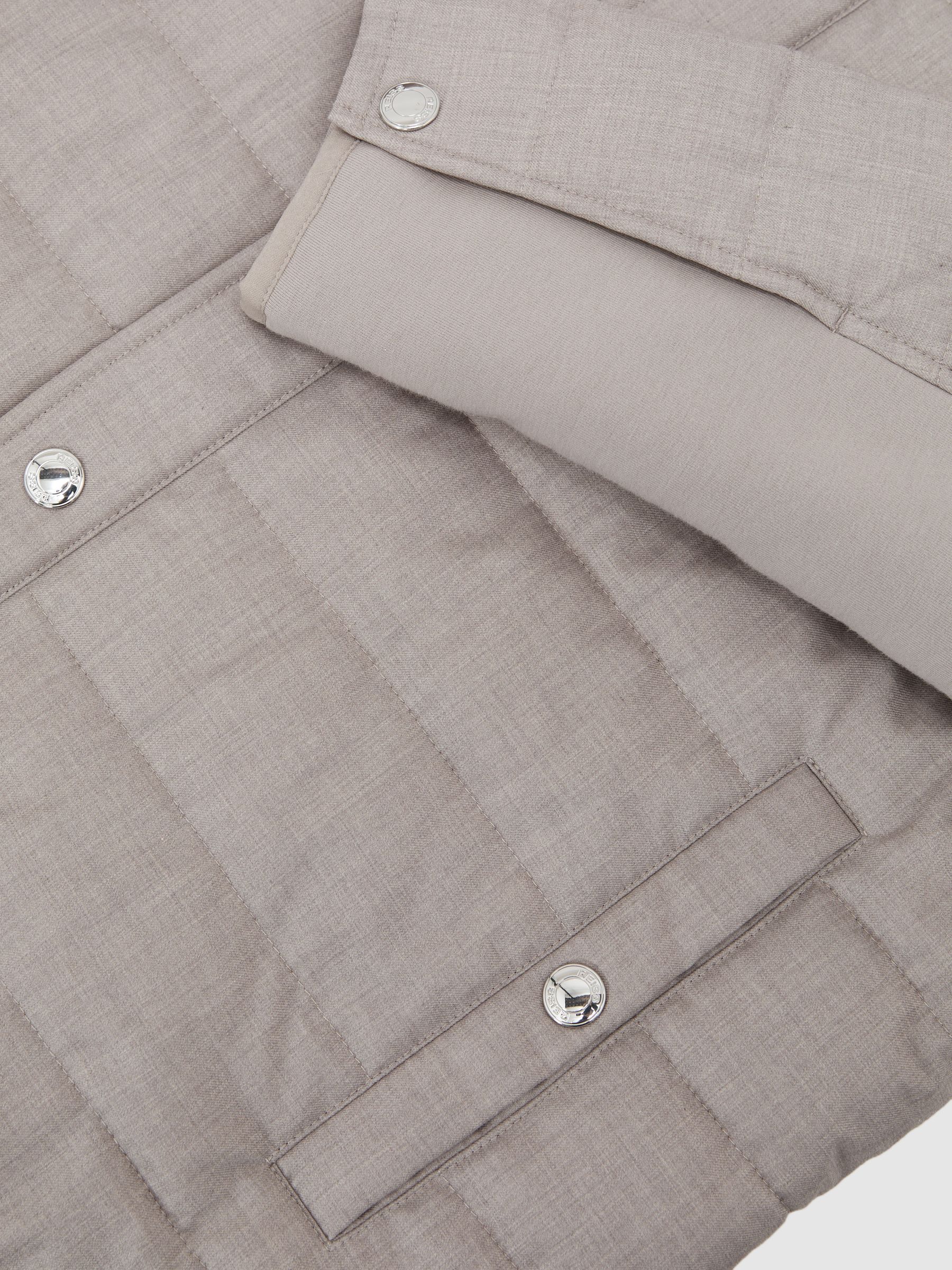 Quilted Hybrid Press-Stud Jacket in Mink Brown - image 3
