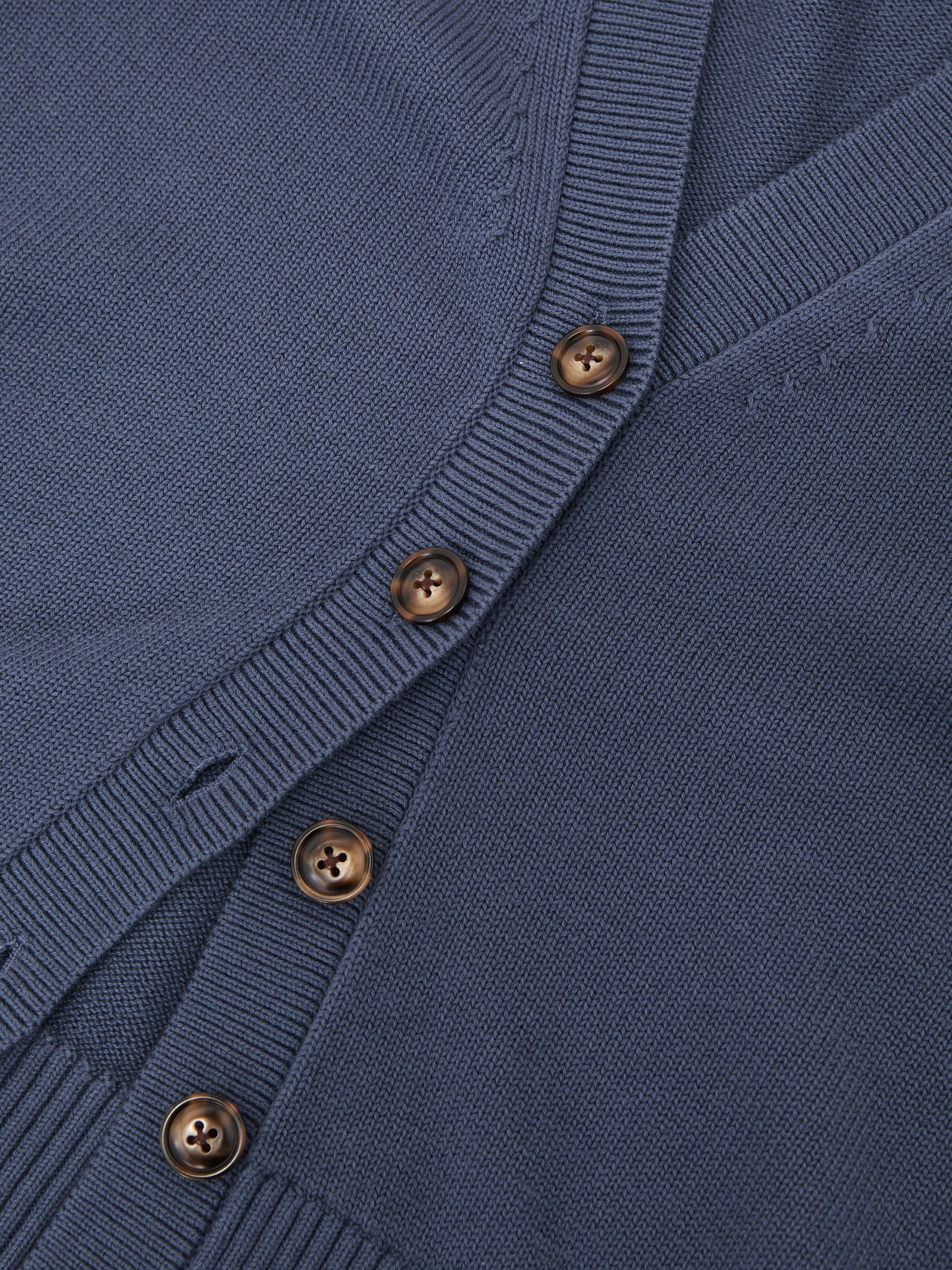V-Neck Short-Sleeve Cardigan Cotton-Wool in Blue - image 3